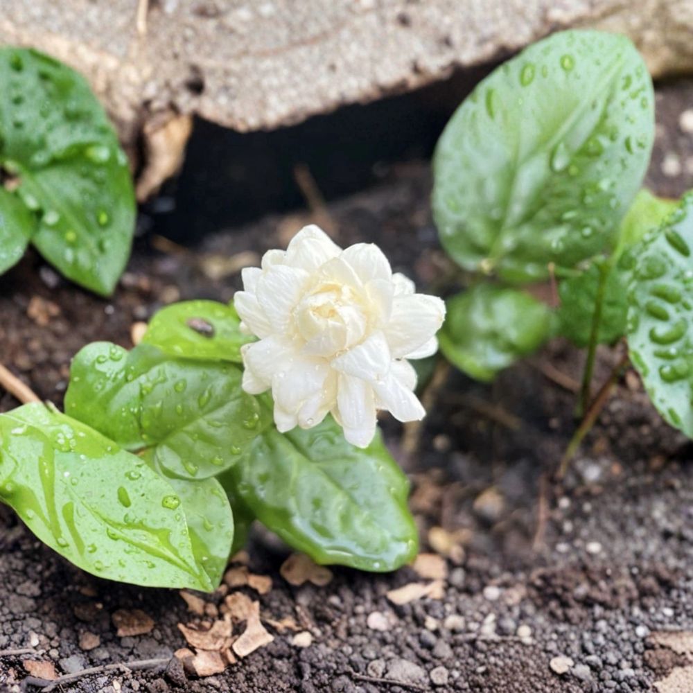 Arabian Jasmine Live Plants - 2 Starter Plants - Double White Fragrant Flowers - Jasminum sambac - 2-5 Inches Tall