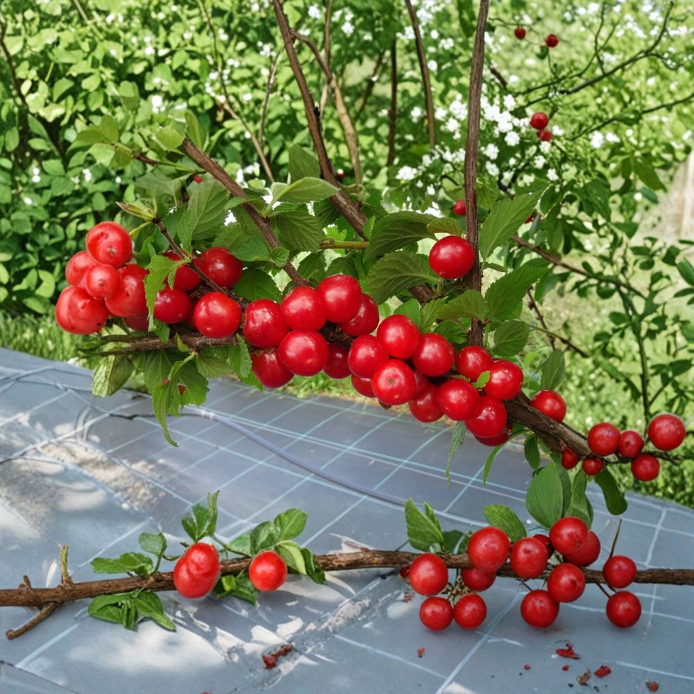 Nanking Red Cherry Bush - Dormant Rooted Plant | Prunus tomentosa | Cold Hardy Edible Shrub | Tart Cherries for Zones 2–7
