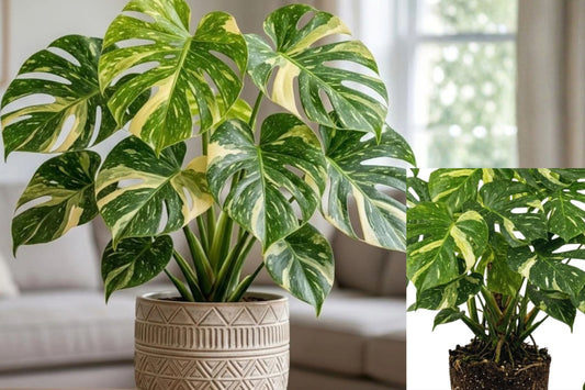 Variegated Monstera Live Plant – 5–7 Inches Tall – Monstera sp.