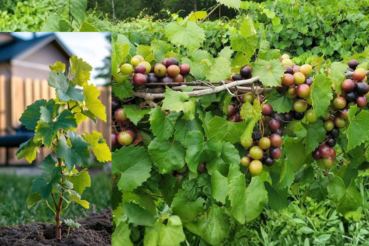 Alachua Muscadine Grape Live Plant, Dormant Rooted Grape Vine Starter, Outdoor Fruit Plant for Home Gardens, Zones 7–11