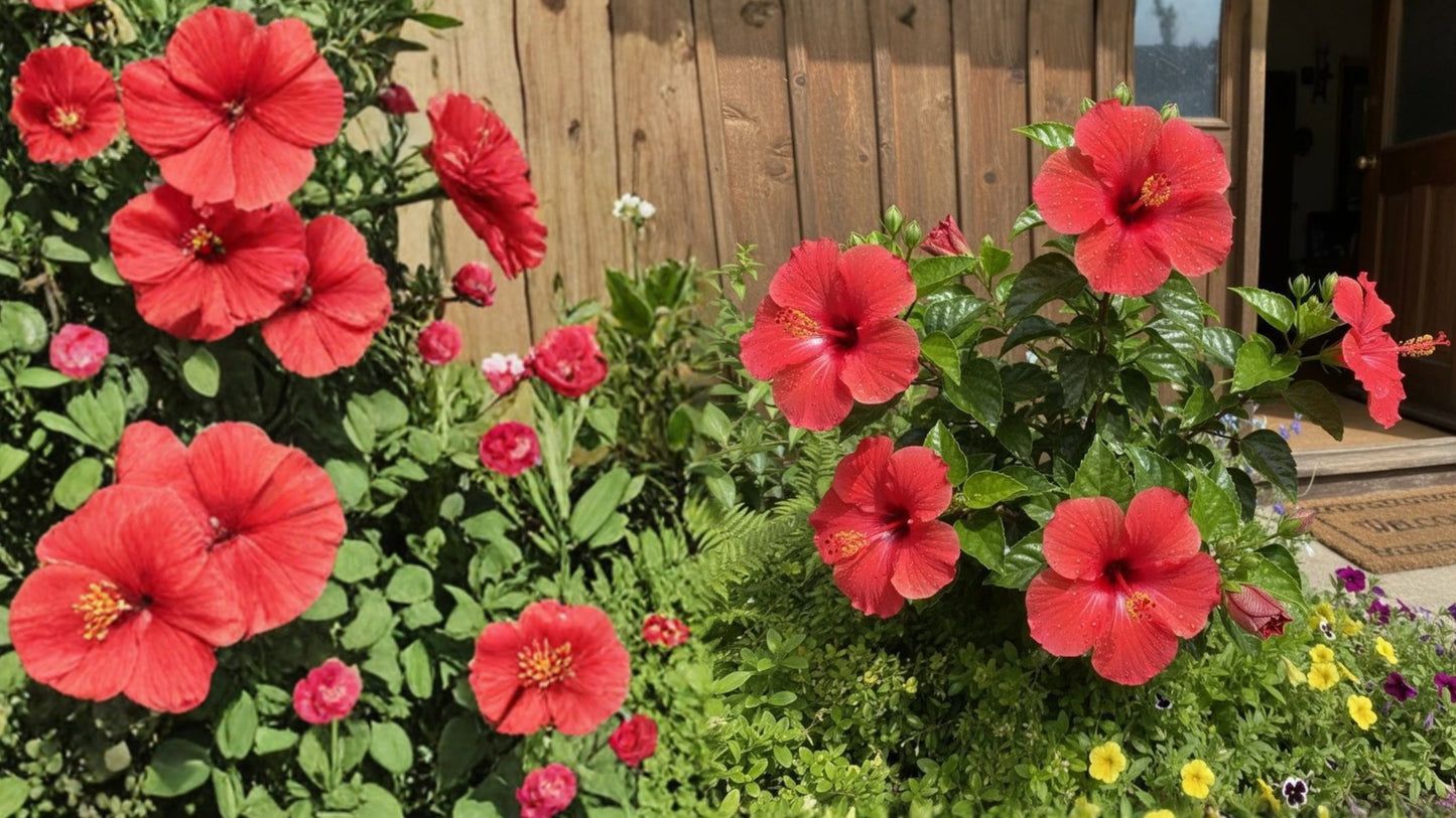 100 Red Double Hibiscus Seeds – Full Petal Tropical Flower