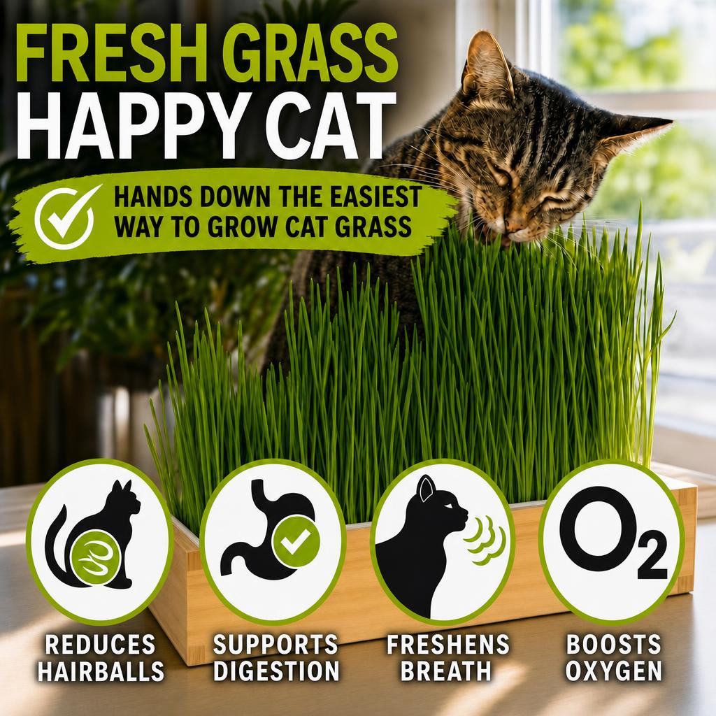 Self Watering Cat Grass Kit. The Easiest Way to Grow Cat Grass.