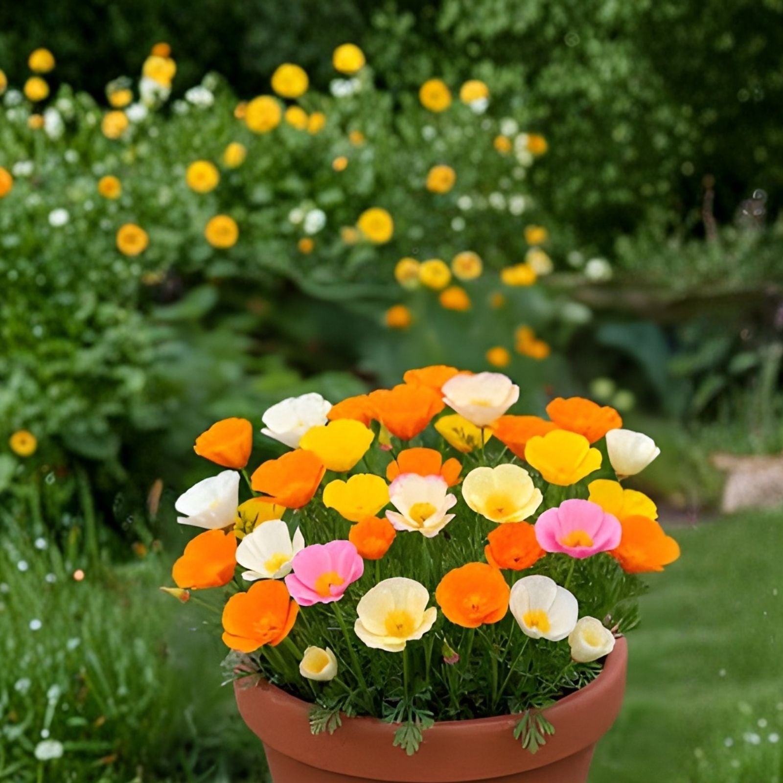 Poppy Flower Seeds 50 Count Ballerina Mix Papaver somniferum, Ornamental Garden Flower, Easy Grow, Bright Colors