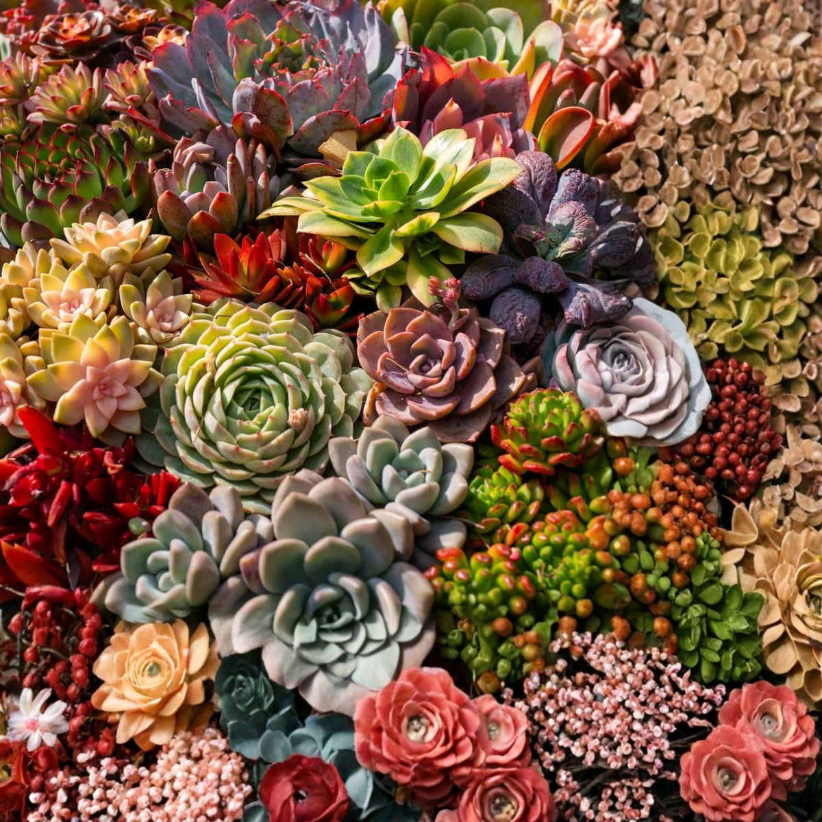 Mini Succulent Plants Set, Red Pink Green Varieties, Rooted Indoor Garden, DIY Terrarium, Small Succulents Collection, Succulent Gardening