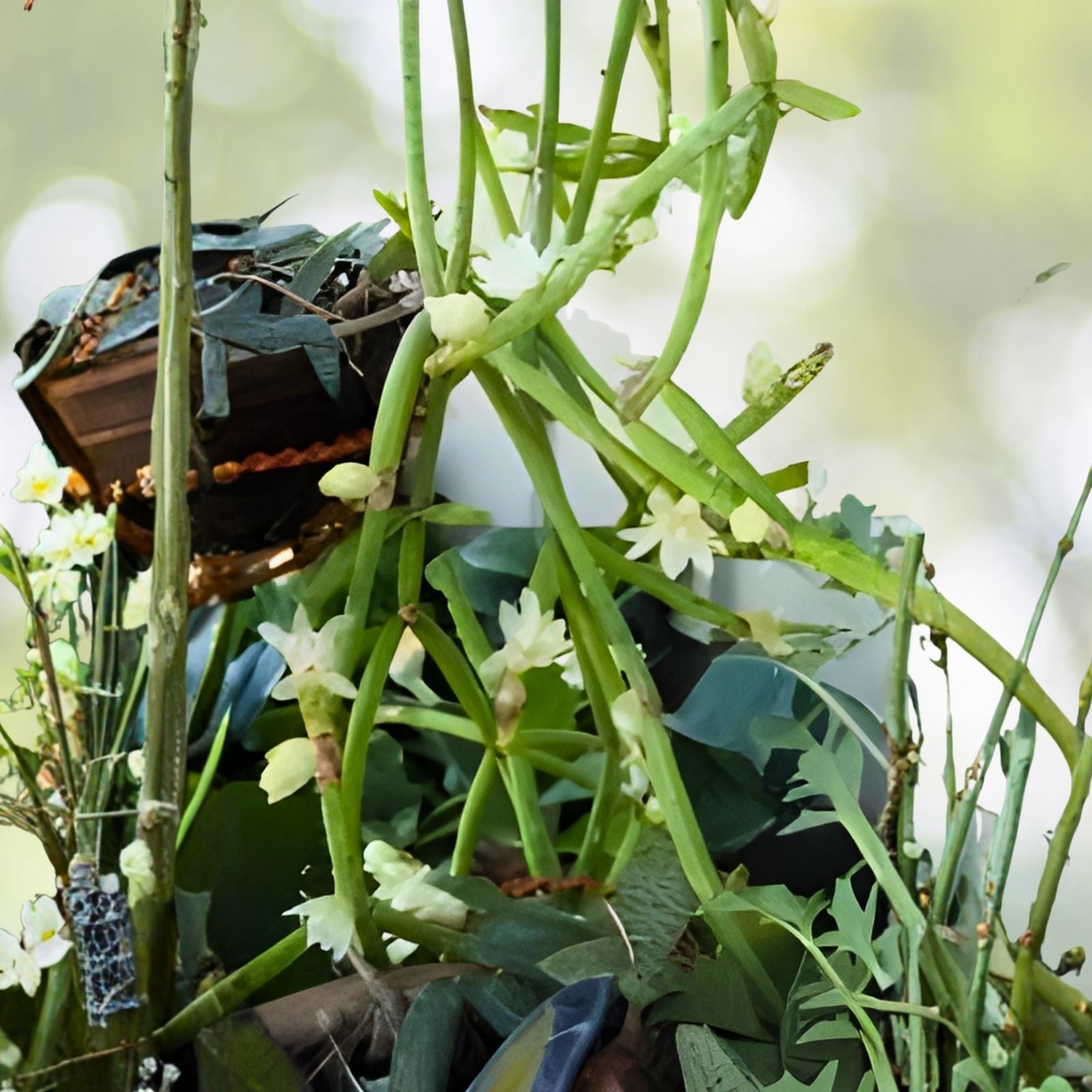 Rhipsalis Cutting 4 Inches with Yellow White Flowers, Branching Rhipsalis sulcata, Live Plant, Indoor or Outdoor Succulent