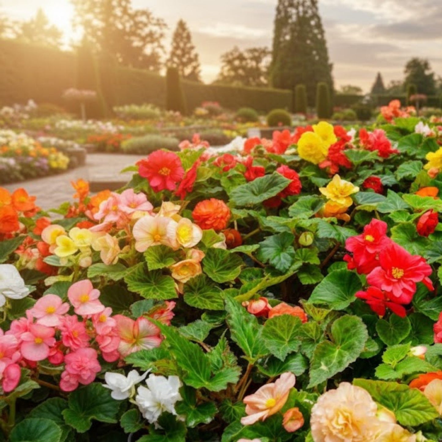 Begonia Flower Bulb Mix - 10 Bulbs - Colorful Varieties - Begonia x tuberhybrida - Garden Flower Bulbs, Outdoor Plants