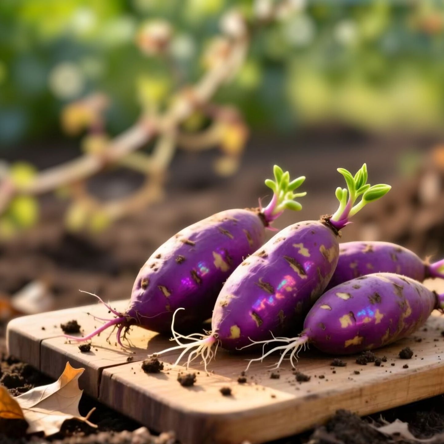 Japanese Molokai Sweet Purple Potato Slip Cuttings – 35 Pack for Planting – Ipomoea batatas – Purple Flesh, Organic, Garden, Container Growing
