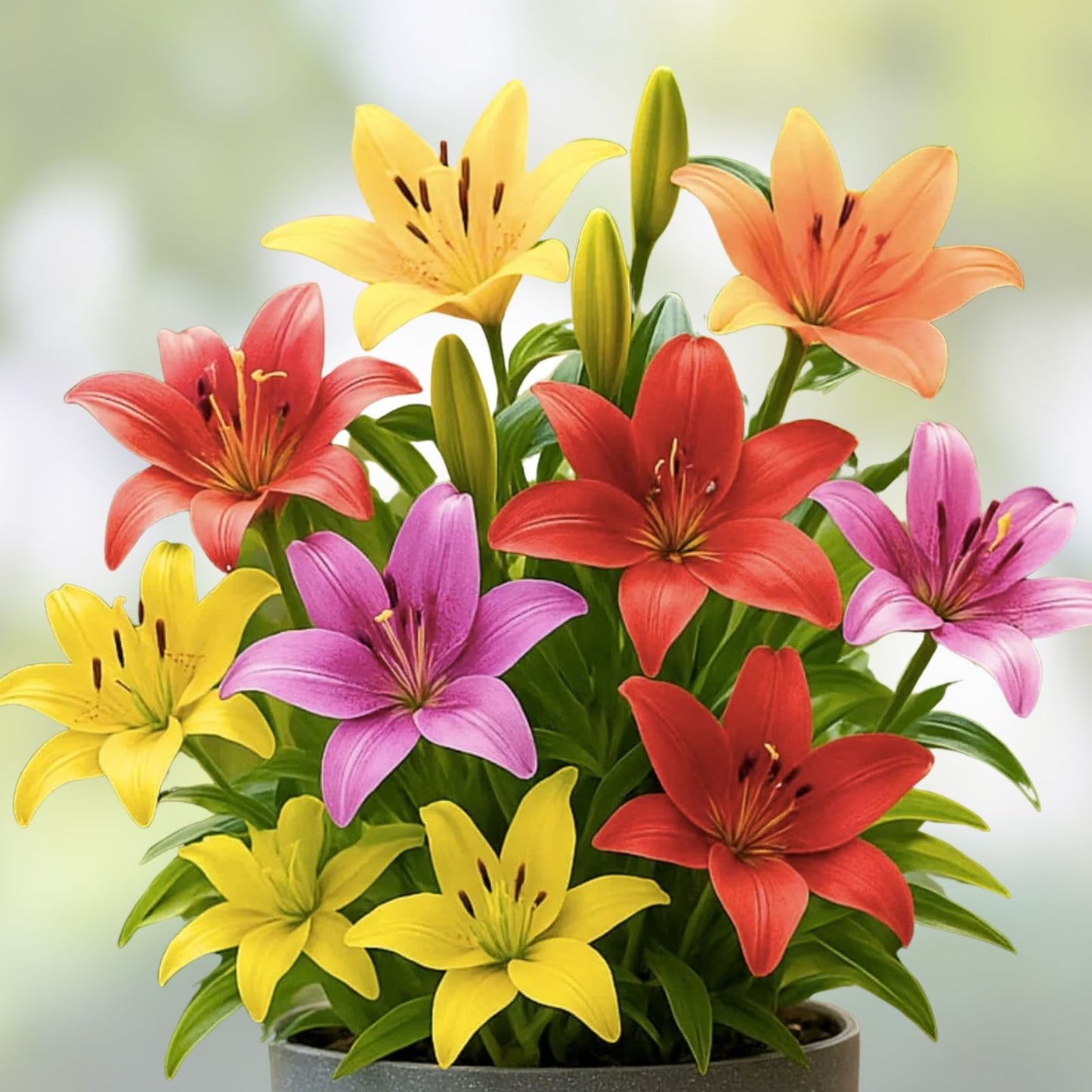 Asiatic Border Lily Bulbs – 10 Fresh Planting Bulbs – Colorful Varieties – Lilium Asiaticum