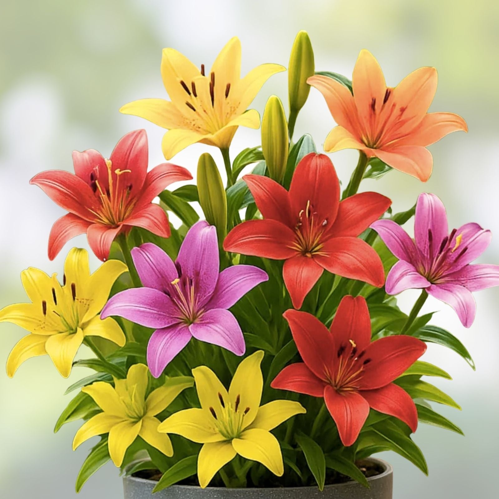 Asiatic Border Lily Bulbs – 10 Fresh Planting Bulbs – Colorful Varieties – Lilium Asiaticum