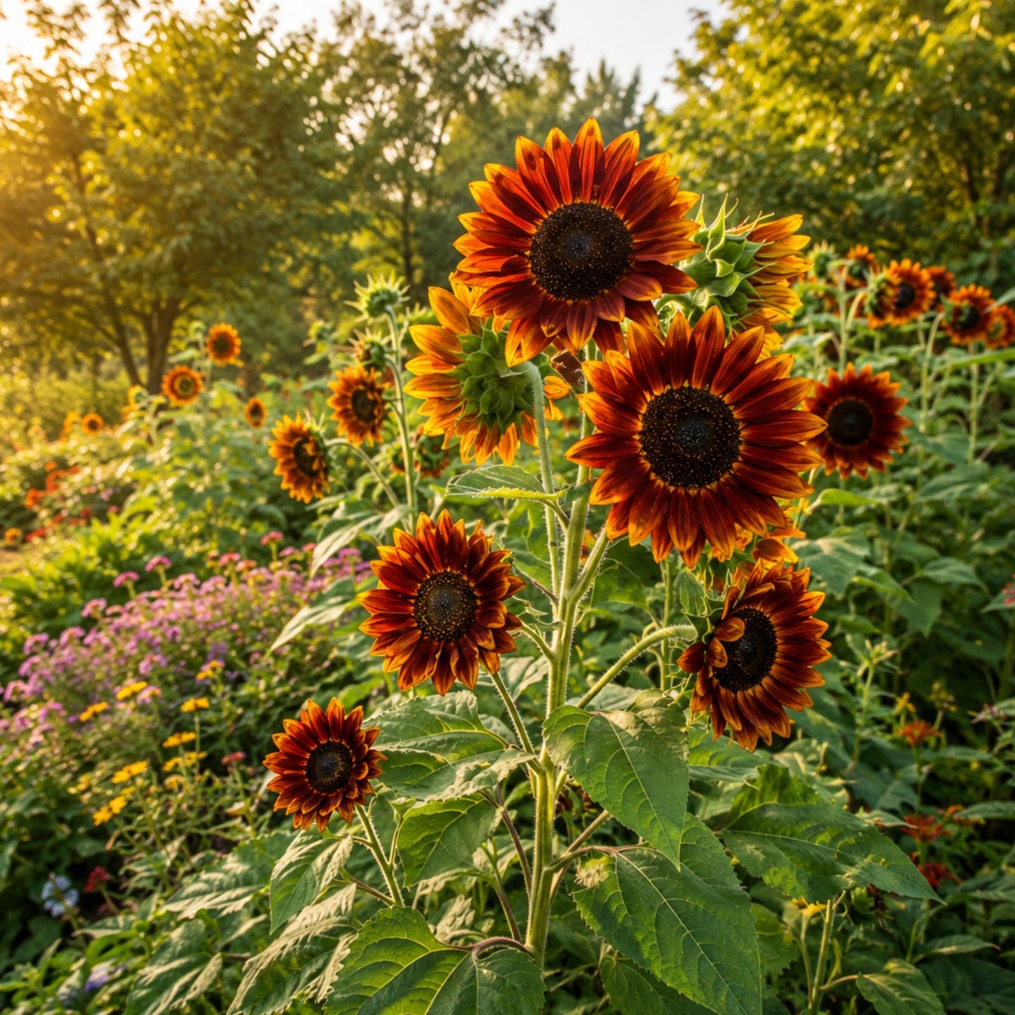 Evening Sunset Sunflower Seeds | Helianthus annuus Orange Yellow Flower Seeds for Garden Planting | Live Plant or Seed