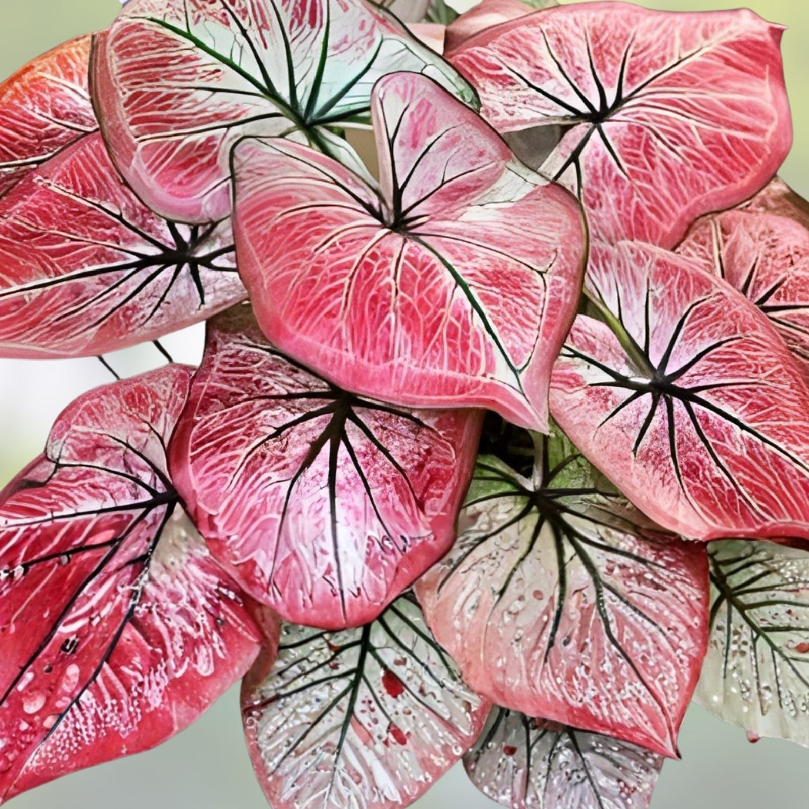 Caladium Bulbs 6 Pack - Scarlet O'Hare - Perennial Elephant Ears - Caladium bicolor - Bright Colorful Foliage
