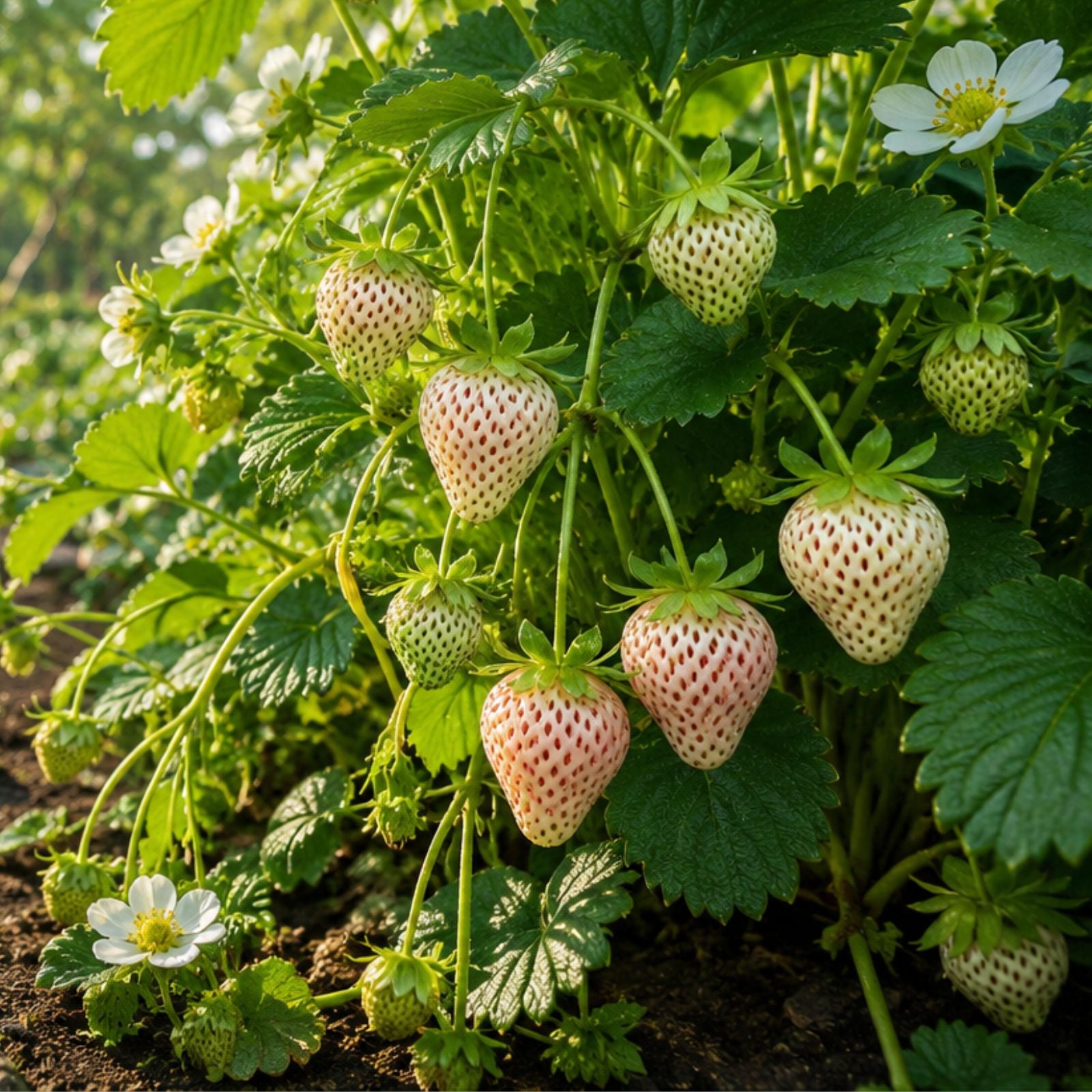 White Strawberry Seeds - 200+ Non-GMO Pineberry Seeds - White Fruit - Made in USA