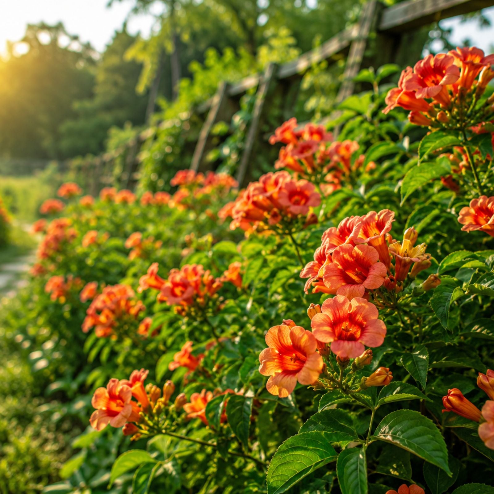 Orange Trumpet Creeper Vine Seeds - 25 Non-GMO Hummingbird Bush Seeds - Campsis radicans - Fast-Growing Climbing Plant for Garden