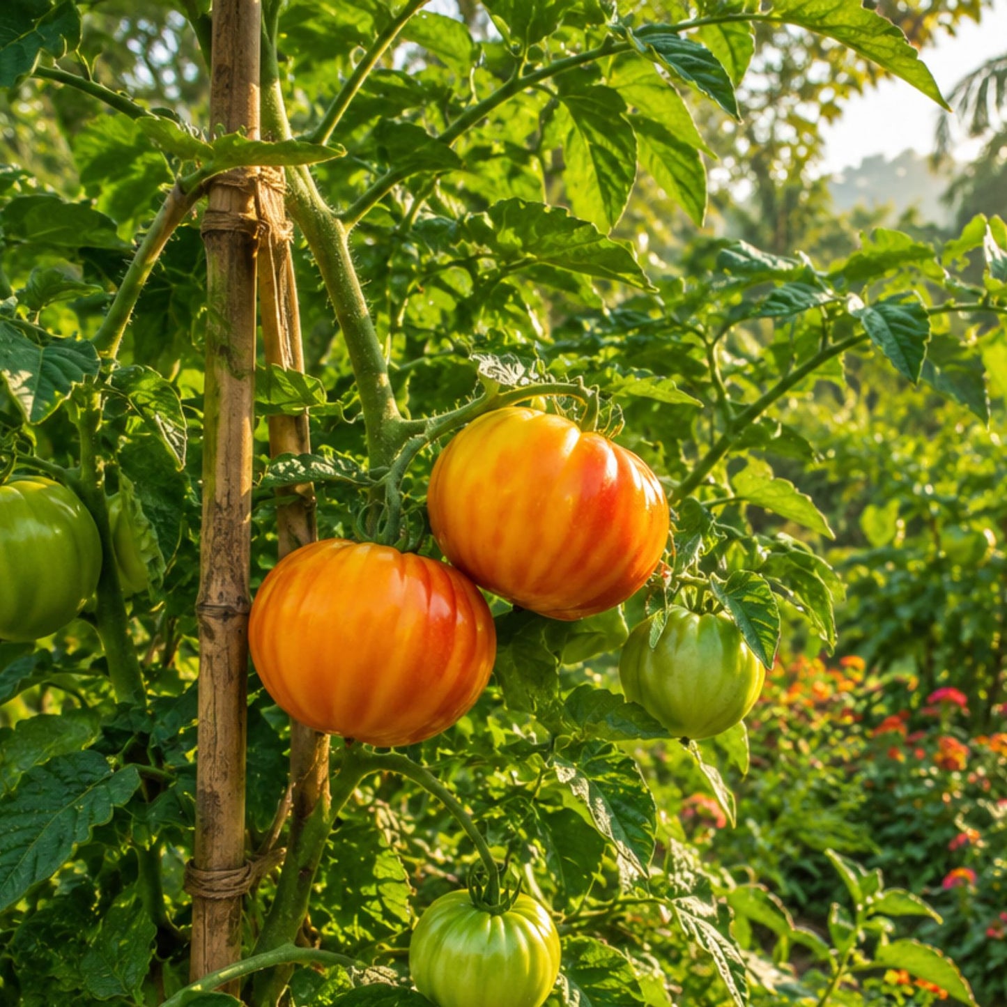 Big Striped Rainbow Tomato Seeds – Heirloom Variety, Exotic Flavor, Live Plant, Cutting, Starter Plant, Solanum lycopersicum