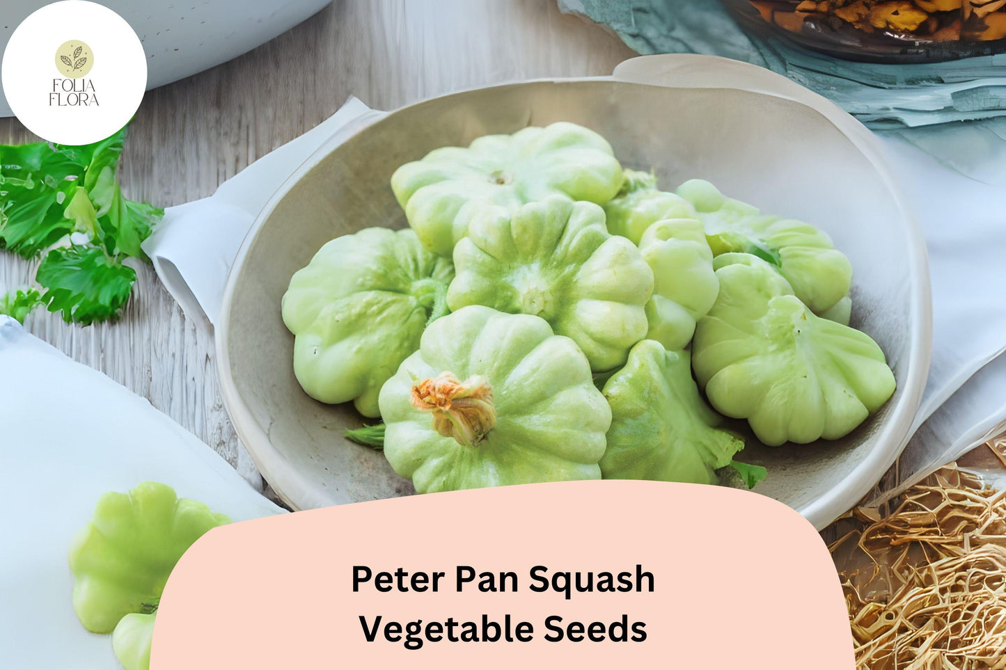 Peter Pan Squash Seeds | 25+ Heirloom Green Scallop Patty Pan | Cucurbita pepo | Compact, High-Yield, Ideal for Containers
