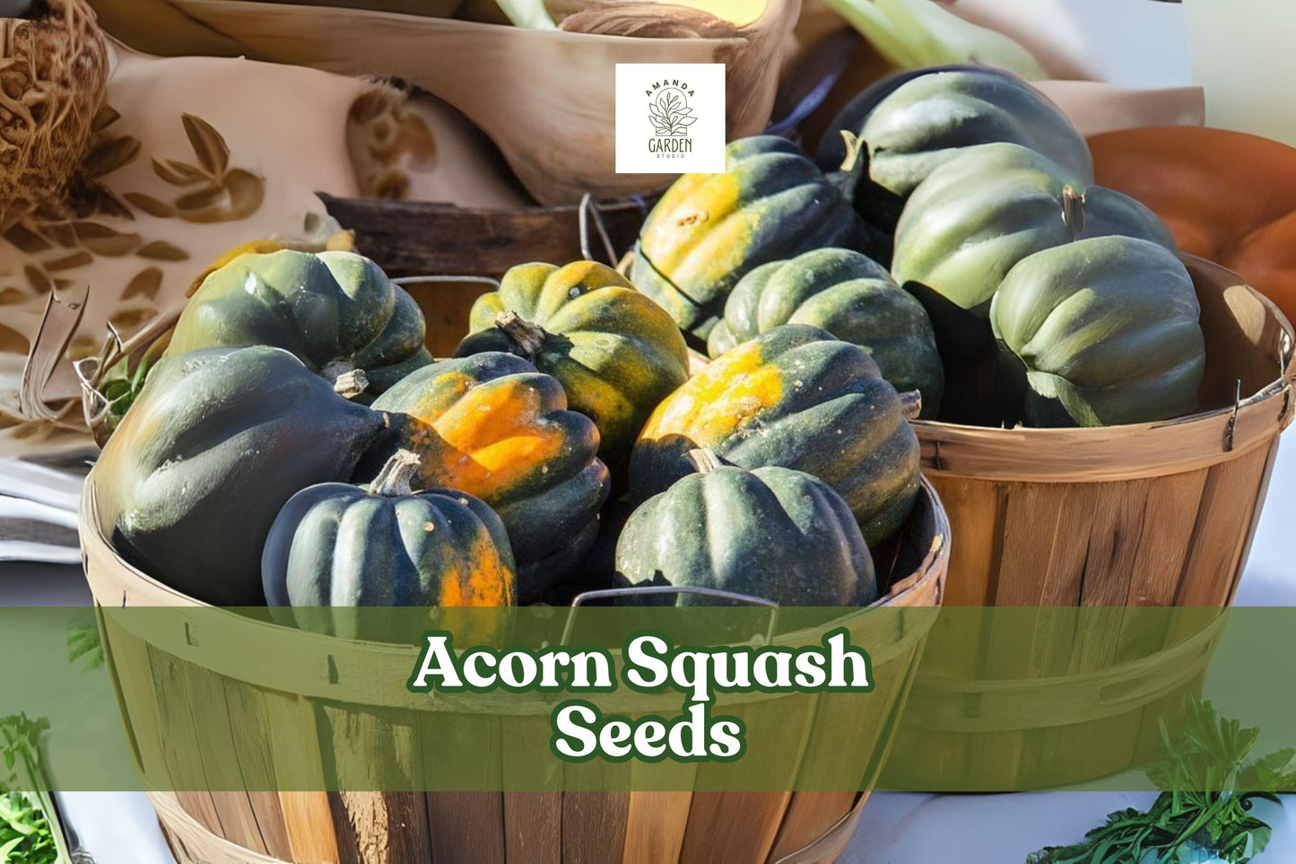 50 Acorn Squash Seeds - Cucurbita pepo King Table - Sweet Nutritious Winter Squash for Home Gardens and Fall Harvests