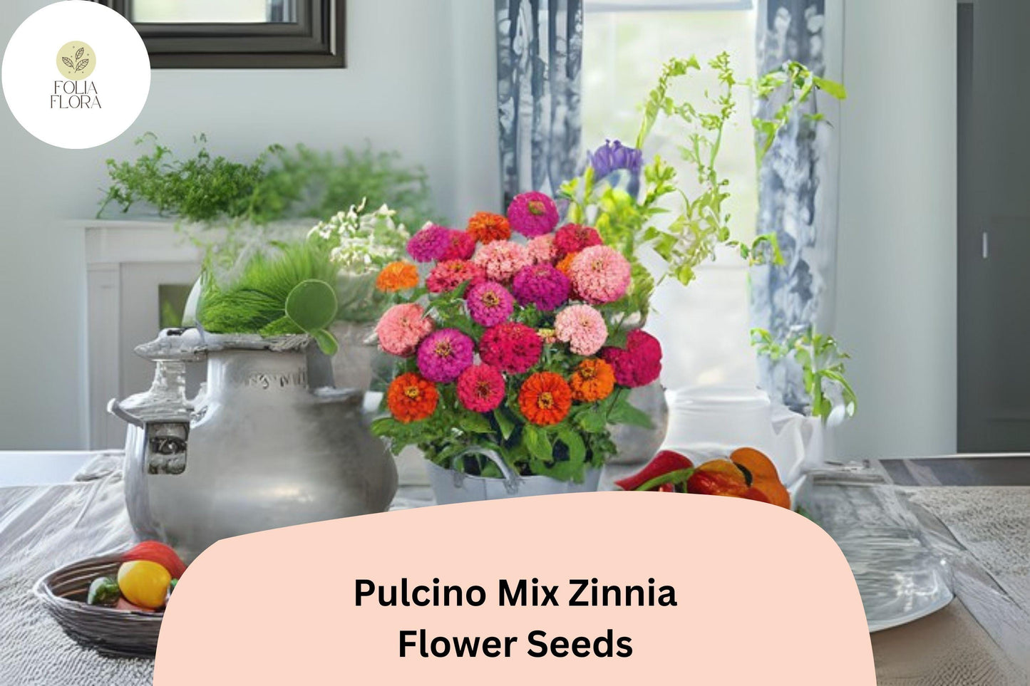 Zinnia Seeds - 100+ Pulcino Mix Dwarf Zinnia elegans - Colorful Annuals for Pollinator Gardens, Borders, and Cut Flowers