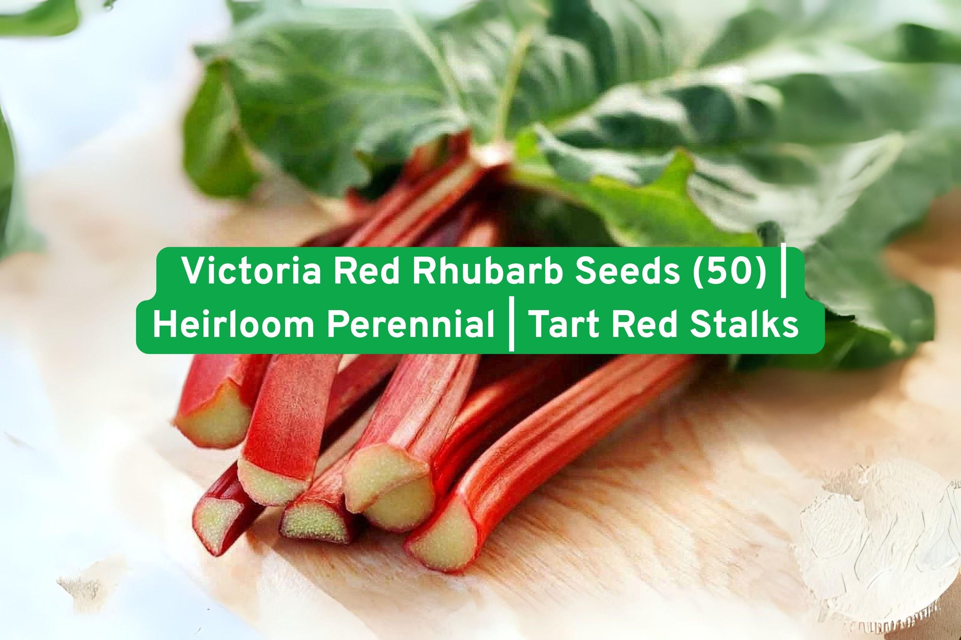 Victoria Red Rhubarb Seeds (50) - Heirloom Perennial, Tart Stalks, Non-GMO, Easy to Grow, Perfect for Pies - Rheum rhabarbarum