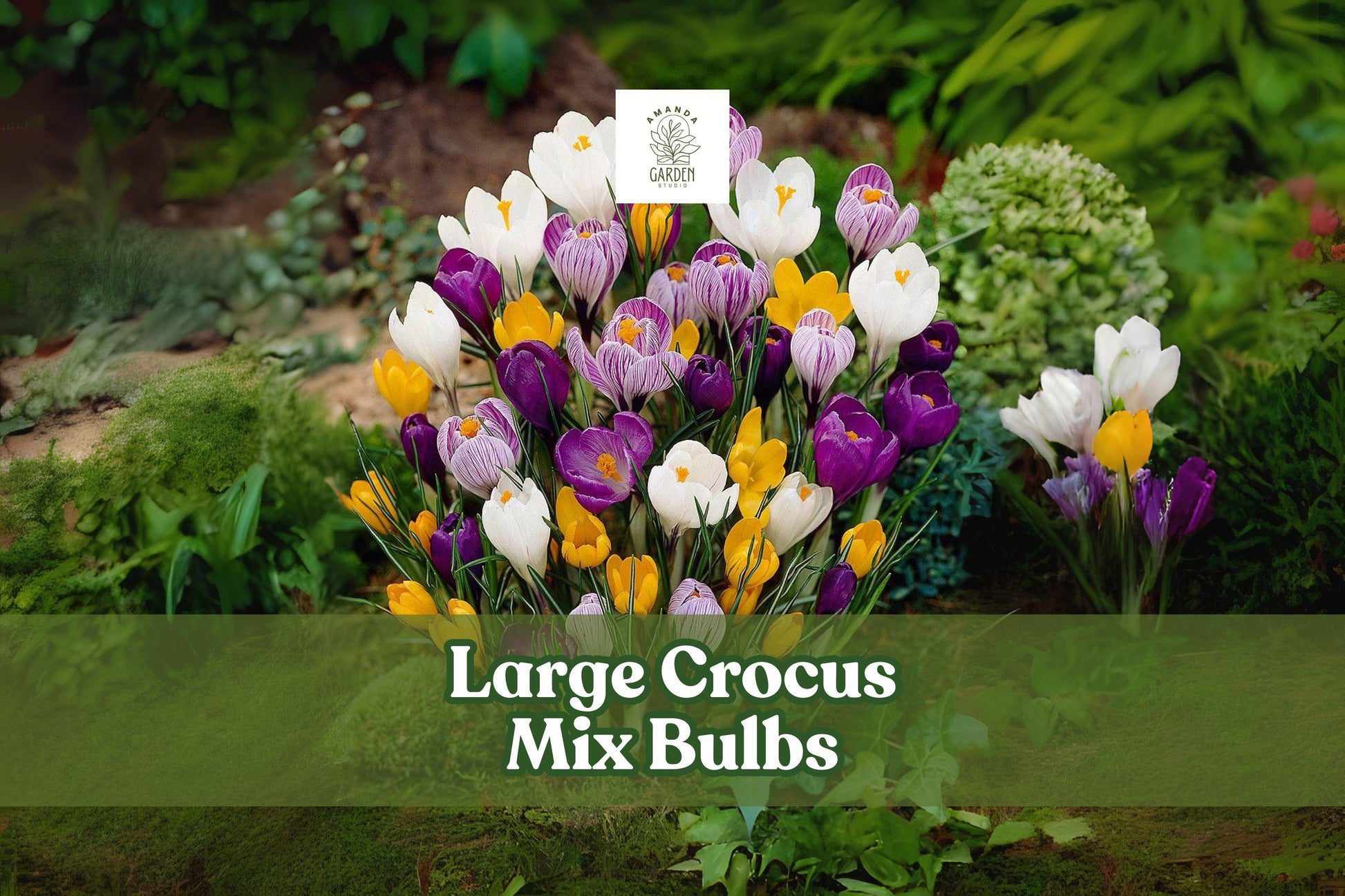20 Mixed Crocus Bulbs - Hardy Perennial Spring Blooms - Crocus vernus Hybrids - Purple, Yellow, White - Live Corms for Garden