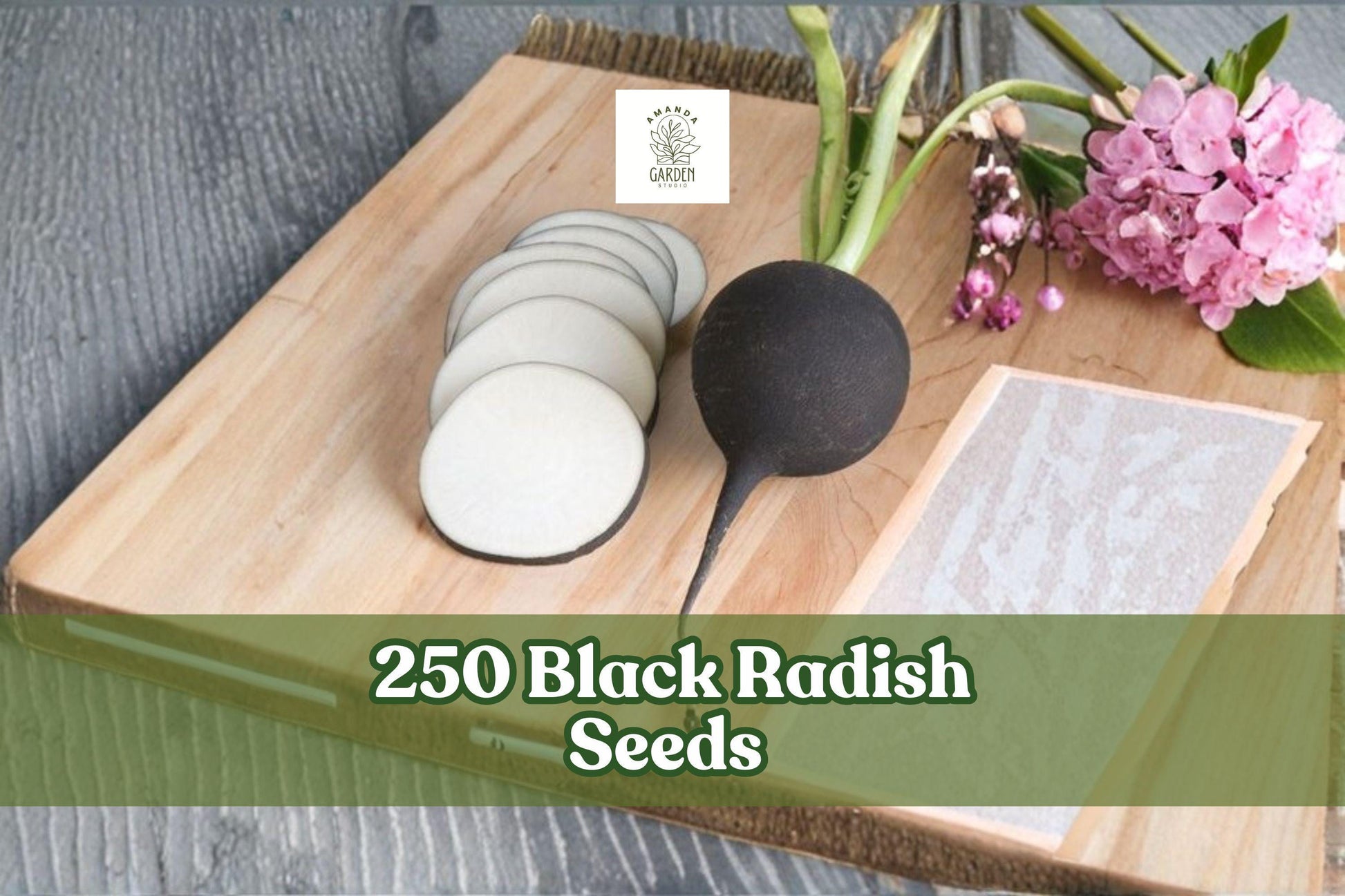 250 Black Radish Seeds for Planting | Heirloom Raphanus sativus | Unique Black Skin & White Interior Garden Vegetable