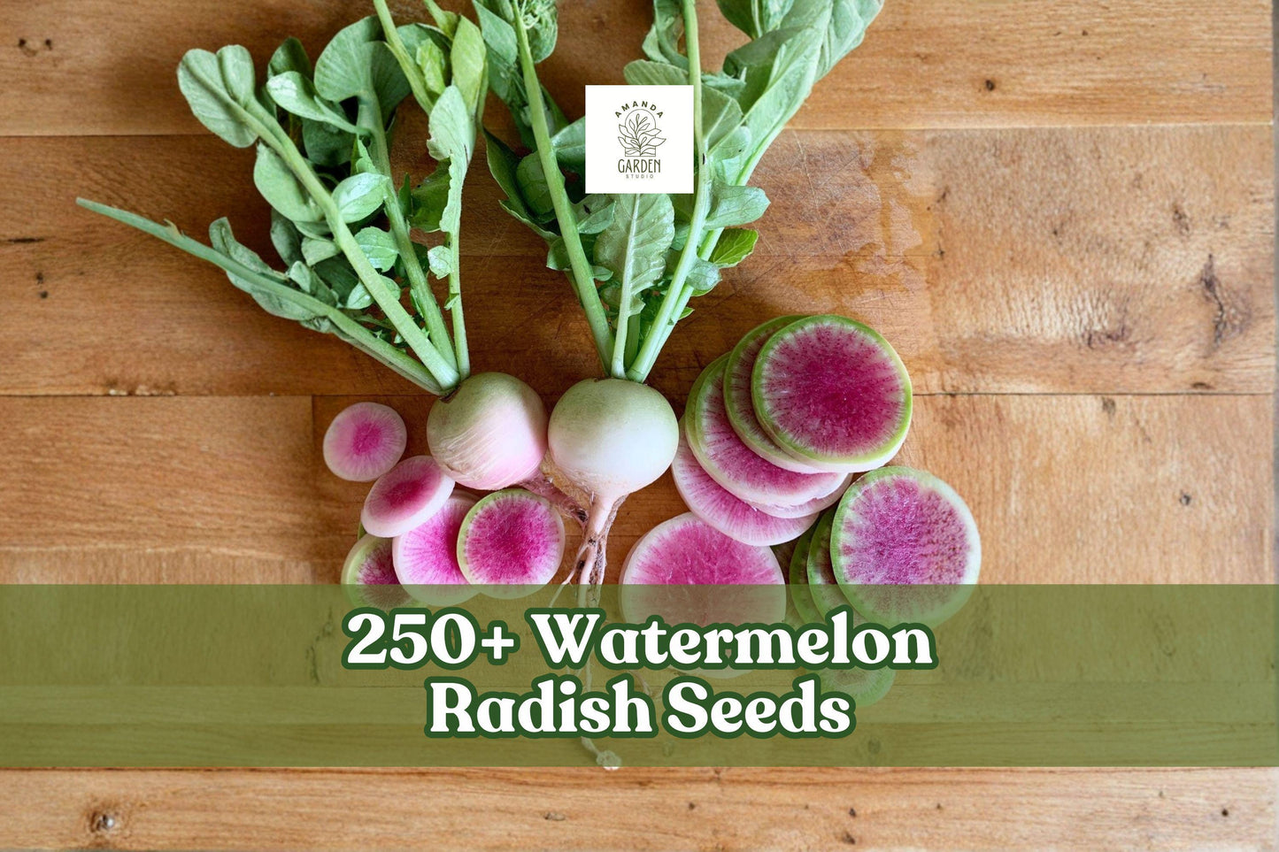 250+ Watermelon Radish Seeds - Heirloom Vegetable with Pink Center, Raphanus sativus, for Home Gardening and Raised Beds