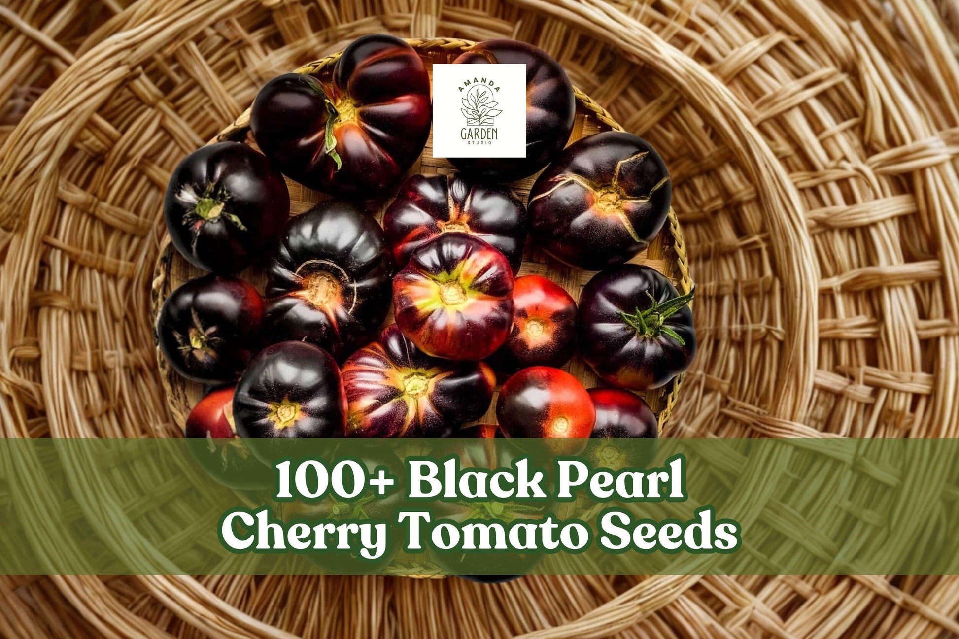 Black Pearl Cherry Tomato Seeds - 100+ Heirloom Seeds (Solanum lycopersicum) - Dark Purple to Red Fruits for Garden & Containers