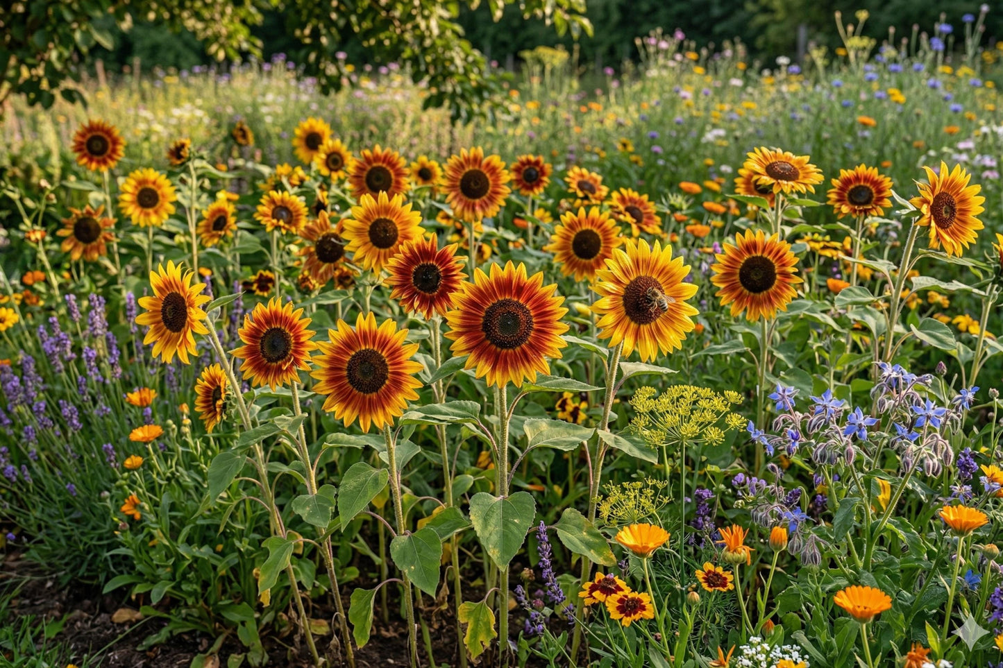 Autumn Beauty Sunflower Seeds (15) - Helianthus annuus - Warm Yellow, Orange, Red, Bronze Mix for Borders & Pollinator Gardens