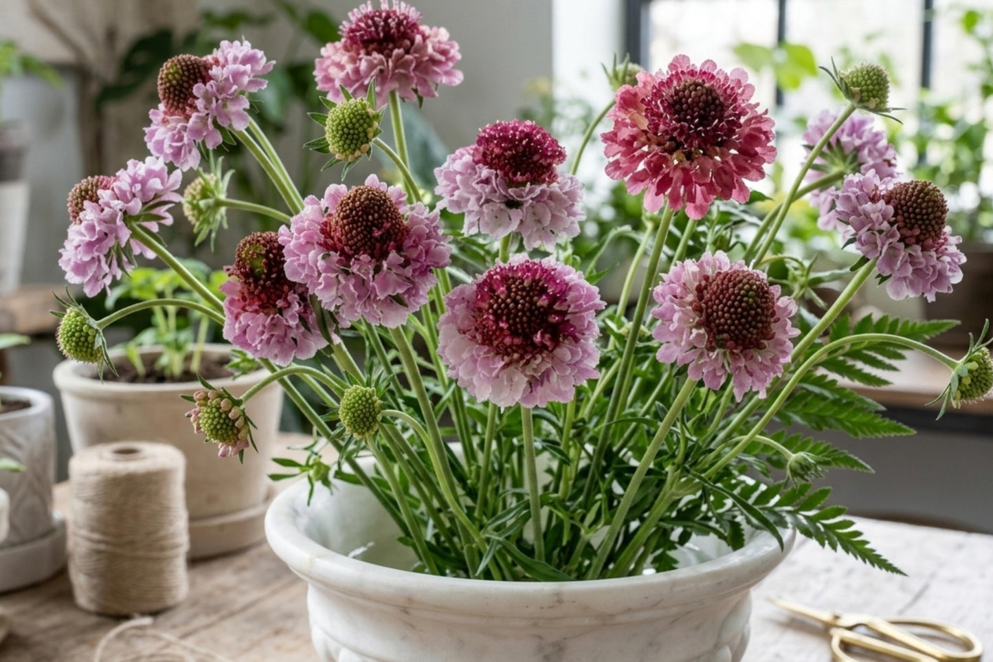 Salmon Rose Scabiosa Seeds - 75+ Seeds - Annual Pollinator Attractor - Scabiosa japonica - Cut Flower for Garden