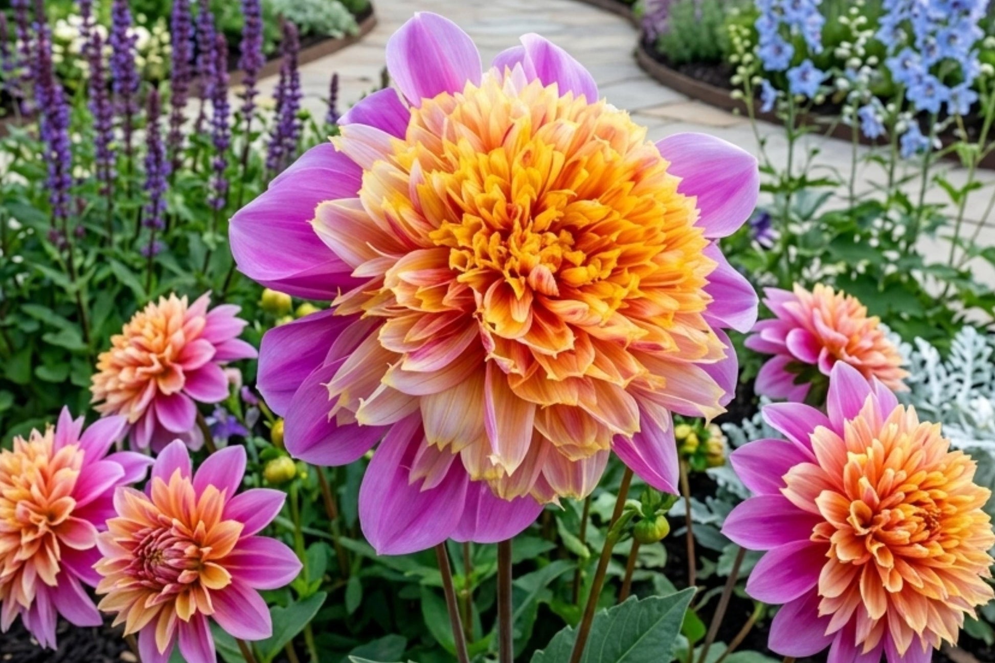 Powder Puff Dahlia Tuber Clump - Colorful Pollinator Attracting Garden Flower - Dahlia pinnata