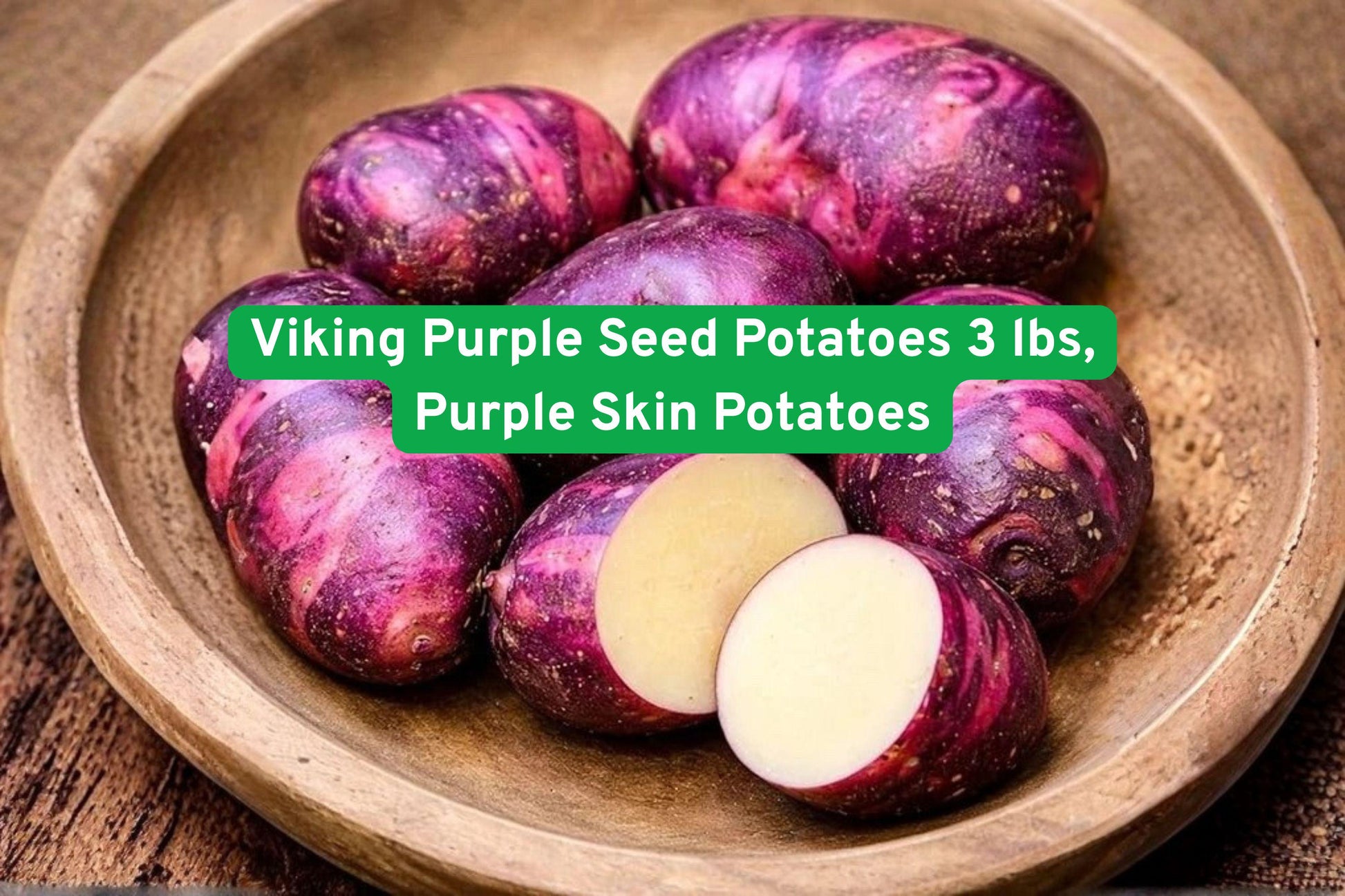 Viking Purple Seed Potatoes 3 lbs - High-Yield Tubers for Edible Gardens, Solanum tuberosum, Vibrant Purple Skin