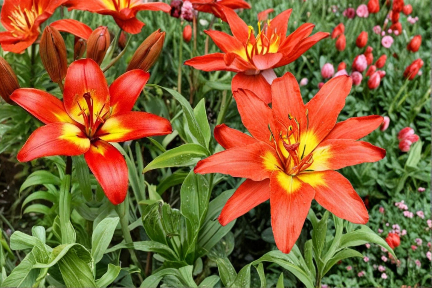 Forever Linda Lily Bulbs - 5 Perennial Lilium Bulbs with Crimson & Yellow Blooms for Garden Beds & Borders