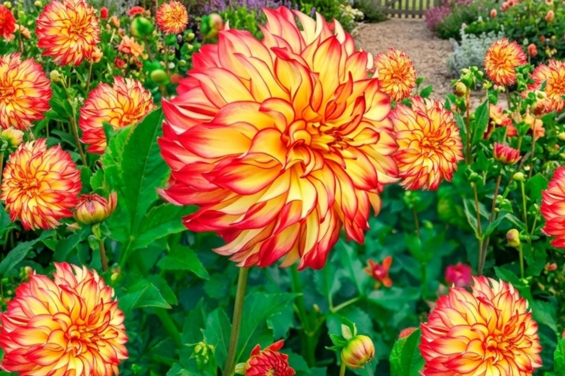 Dinner Plate Dahlia Bulb Clump - Lady Darlene - Vibrant Blooms - Dahlia pinnata - High Quality Tuber for Garden Planting