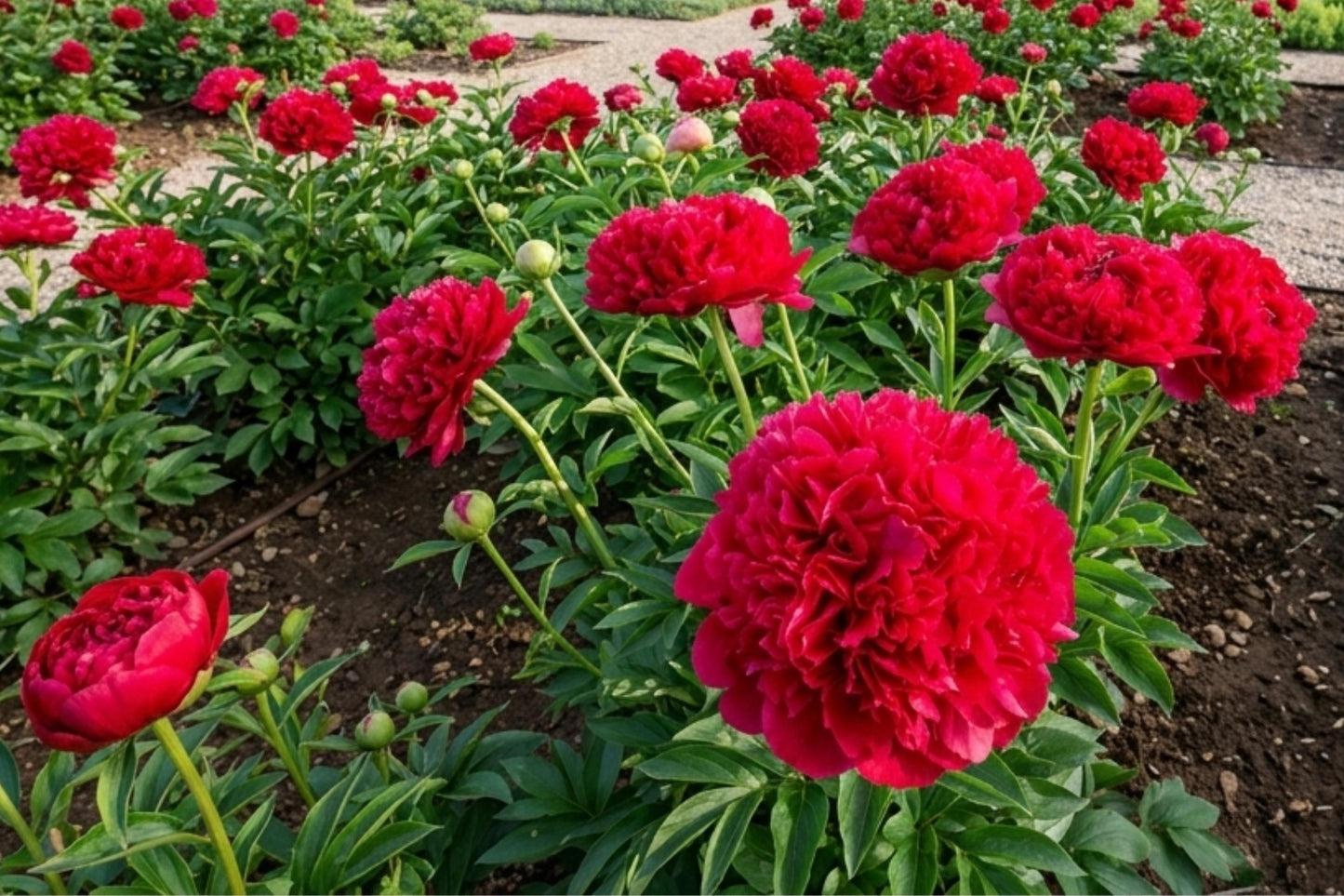 Double Peony Bulb - 'Command Performance' - Paeonia lactiflora - Live Perennial Flower Plant for Garden, Rare Blooming Bulb