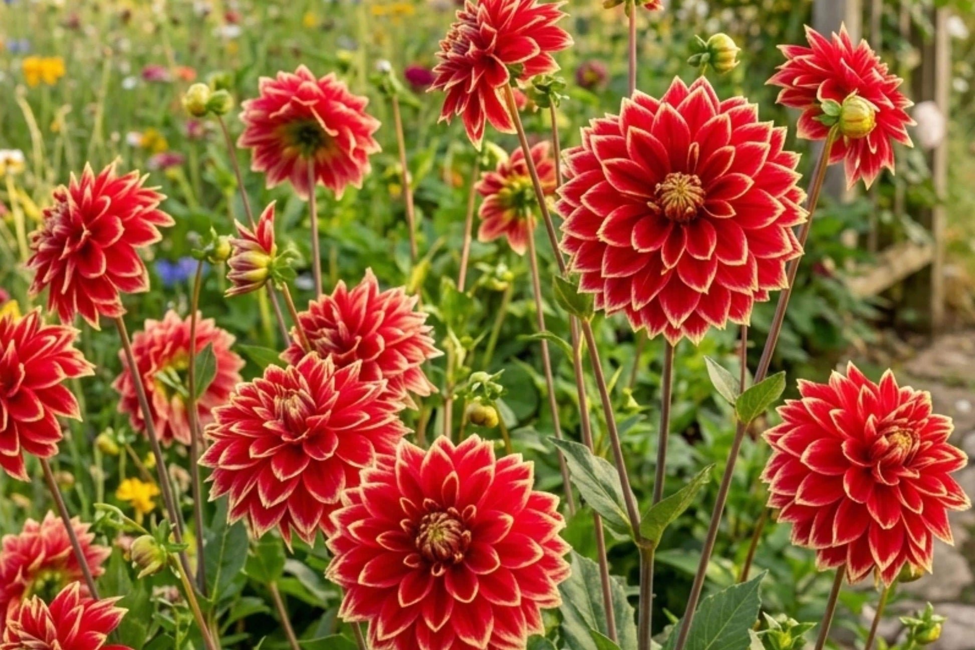 Giant DinnerPlate Dahlia Bulb Clump, 'Dutch Carnival', Dahlia pinnata, Vibrant Multicolored Blooms, High Quality Tuber