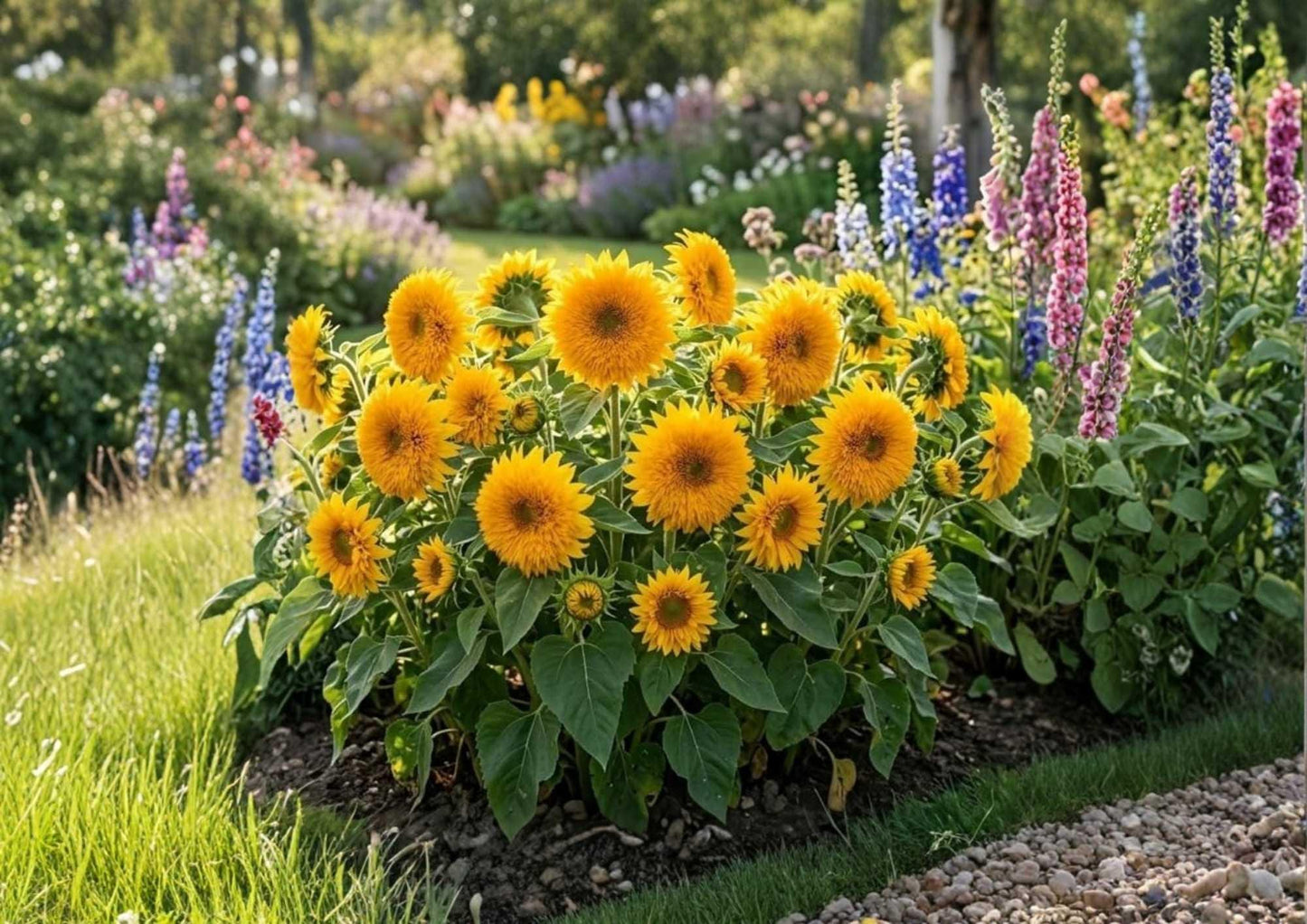 Double Dwarf Sunflower Seeds - Teddy Bear Sungold, Heirloom Flower Seeds for Garden Planting, Bright Yellow Blooms