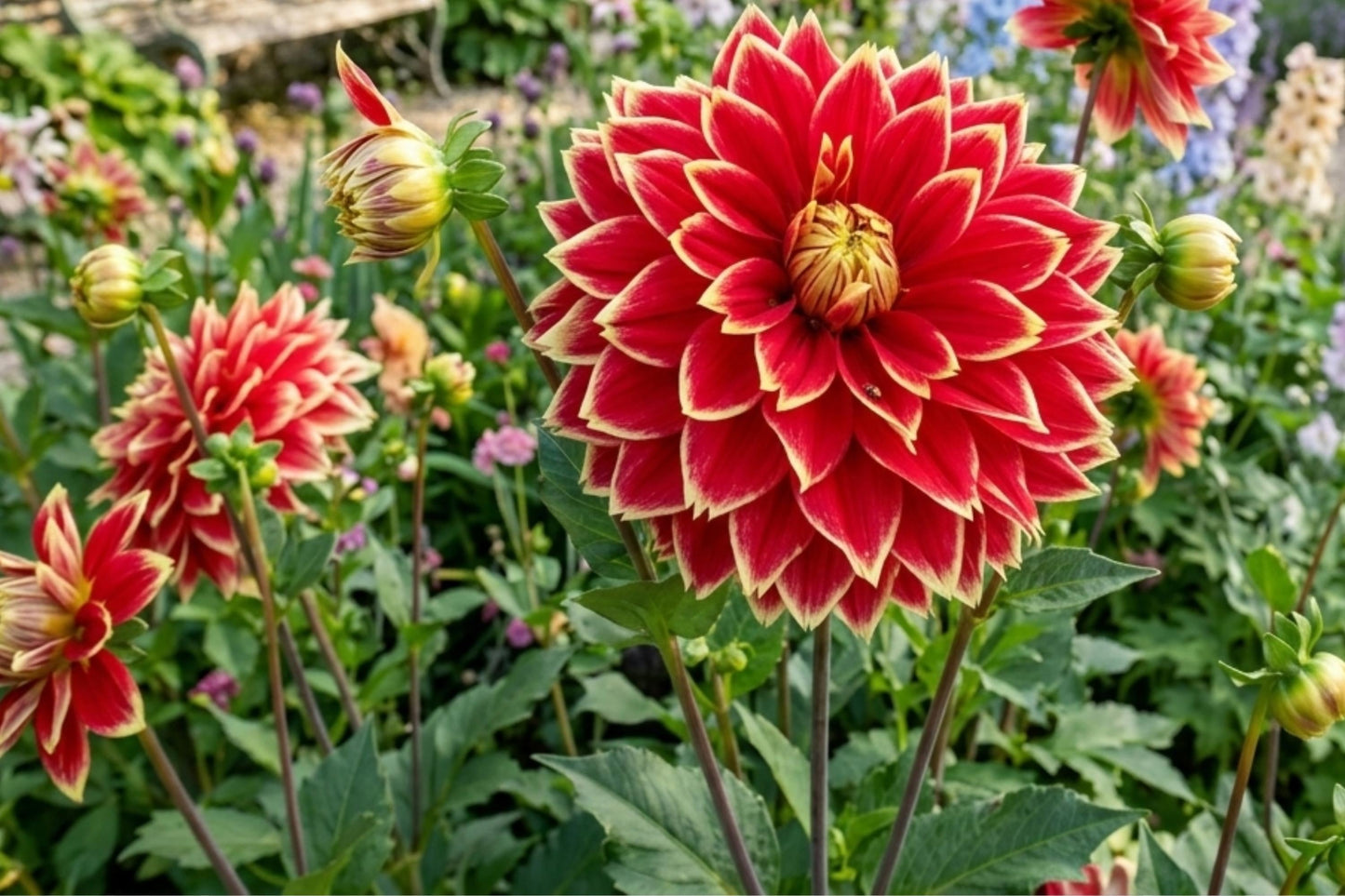 Giant Dinner Plate Dahlia Bulb Clump - Dutch Carnival - Colorful Flowering Plant (Dahlia spp.) - Easy to Grow Garden Tubers