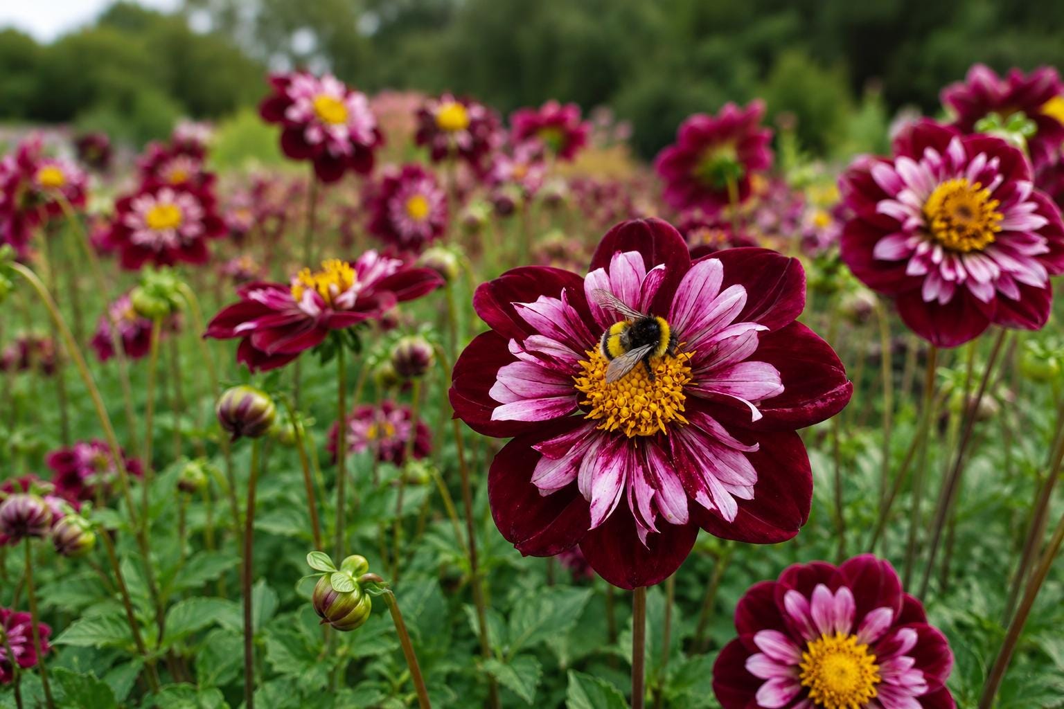Collarette Dahlia Bulb Tuber – 'Joyful Investment' – Dahlia × pinnata – Attracts Hummingbirds, Vibrant Multicolored Blooms