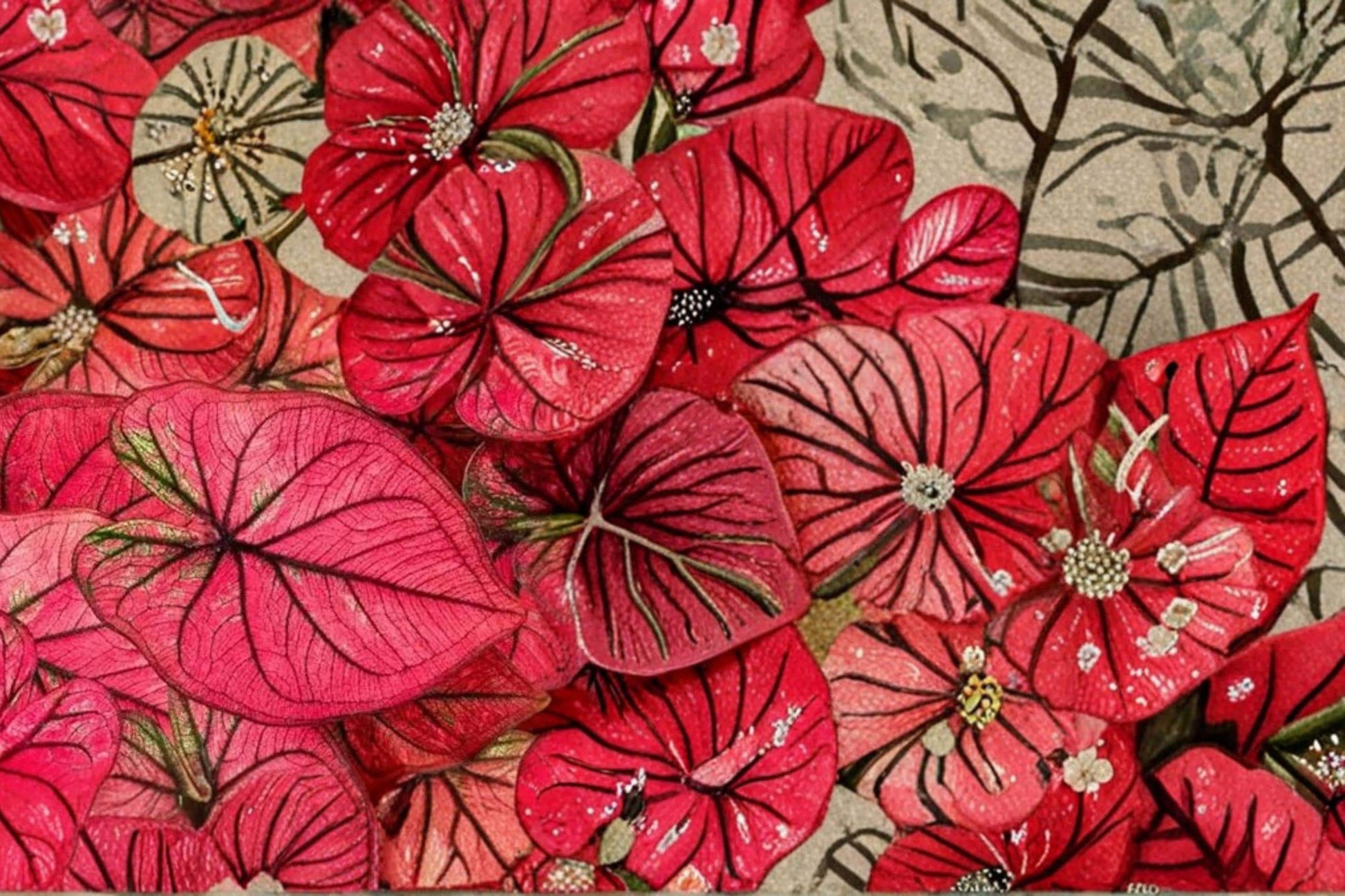 Crimson Sky Caladium Bulbs - 6 Count - Vibrant Red Foliage - Caladium Plant for Shade Gardens and Containers - Ornamental Bulbs