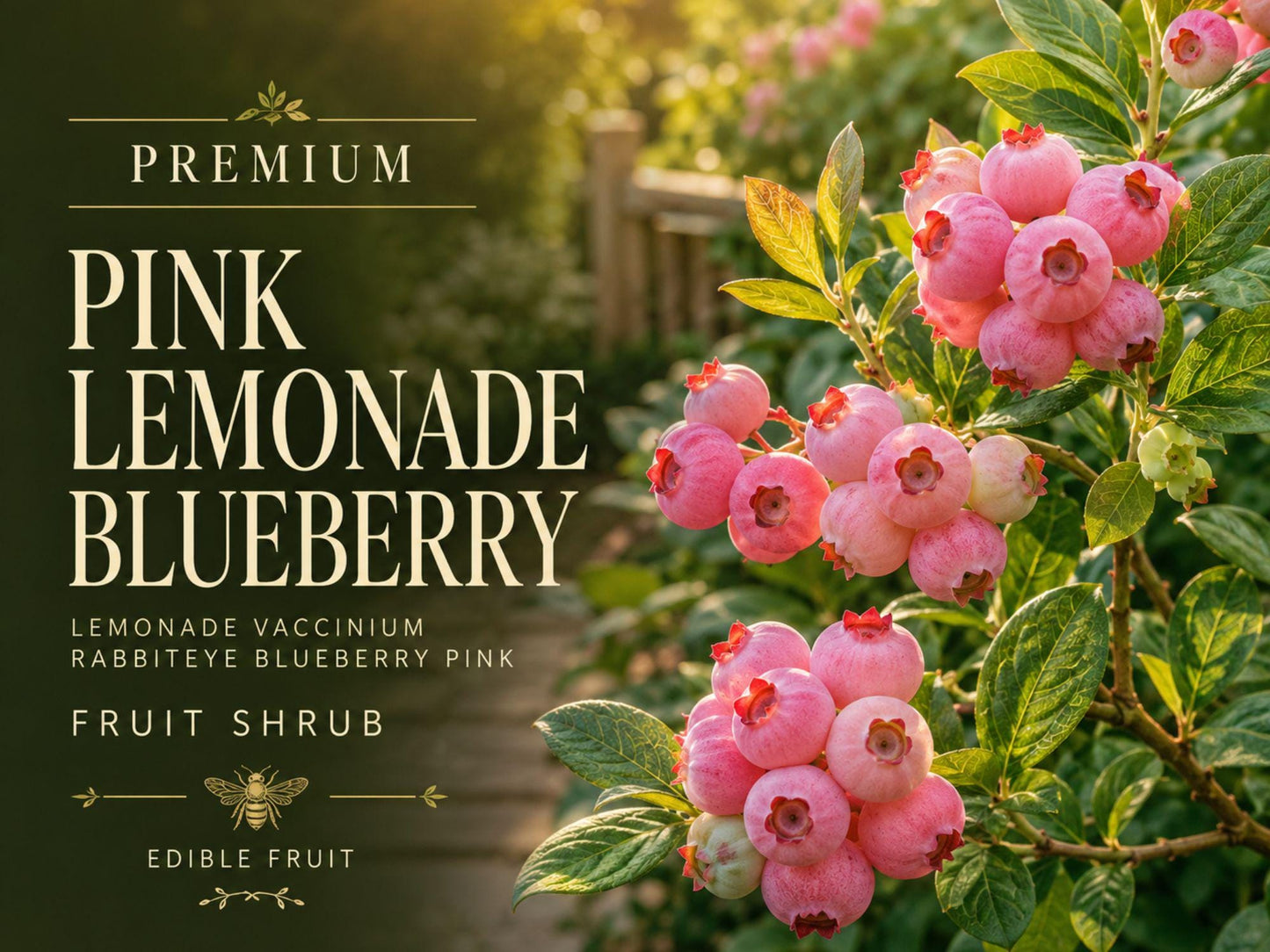 Pink Lemonade Blueberry Plant 3-4" Bare Root Fruit Shrub - Vaccinium virgatum ‘Pink Lemonade’ for Edible Landscaping