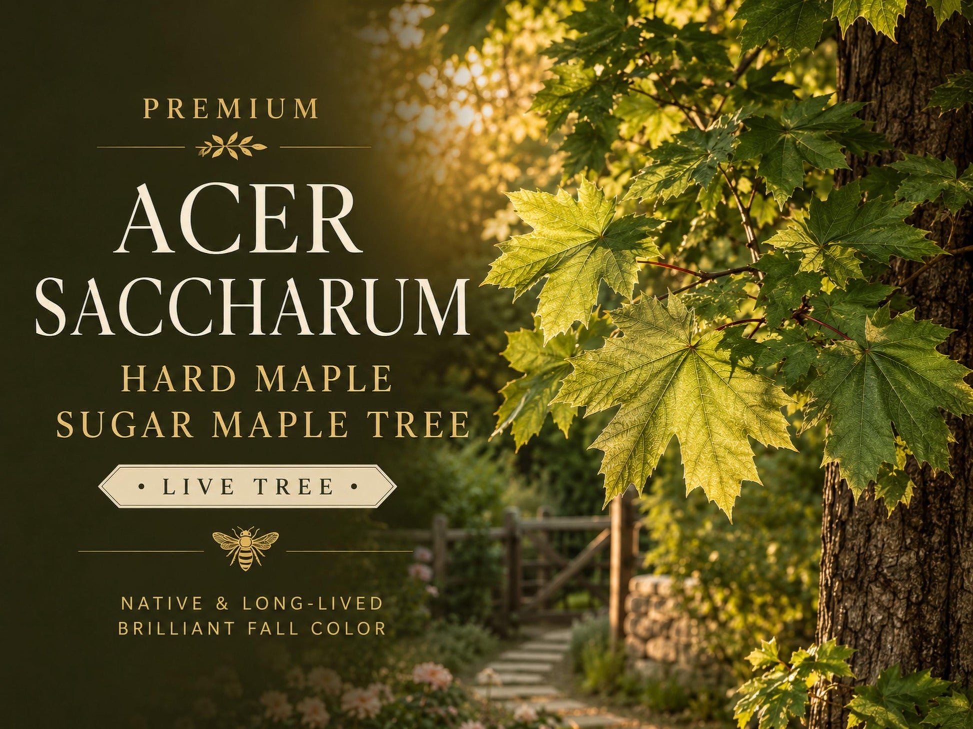 Sugar Maple Bare Root Tree 12-24in Acer saccharum Deciduous Hardwood with Vibrant Fall Foliage for Shade Gardens and Landscapes