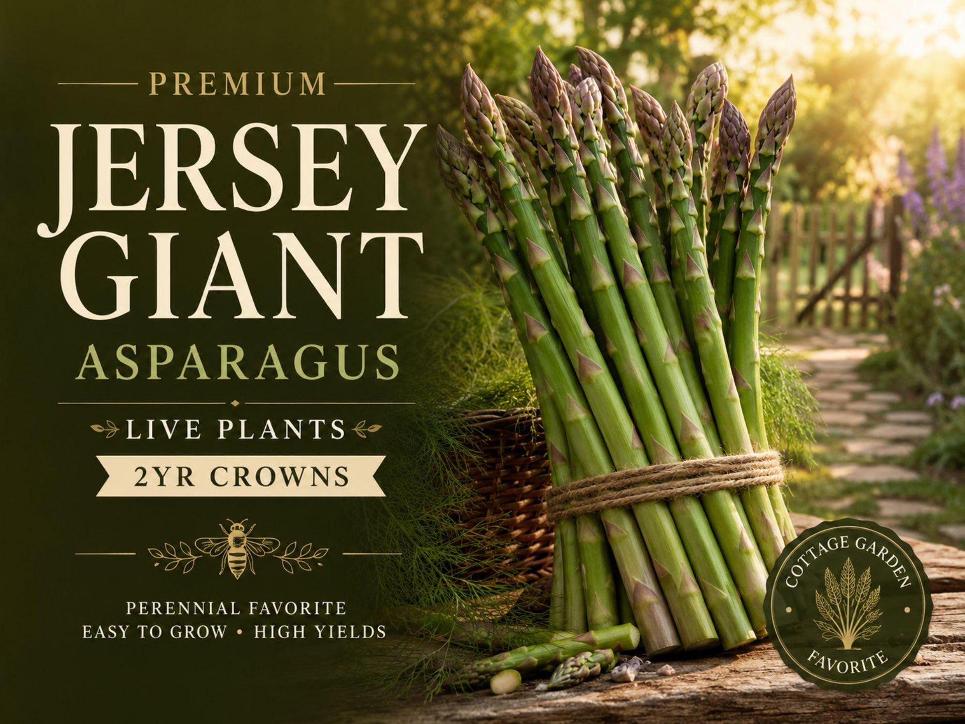 Jersey Giant Asparagus Crowns - 5 Live 2-Year Perennial Vegetable Plants - Asparagus officinalis for Home Gardens