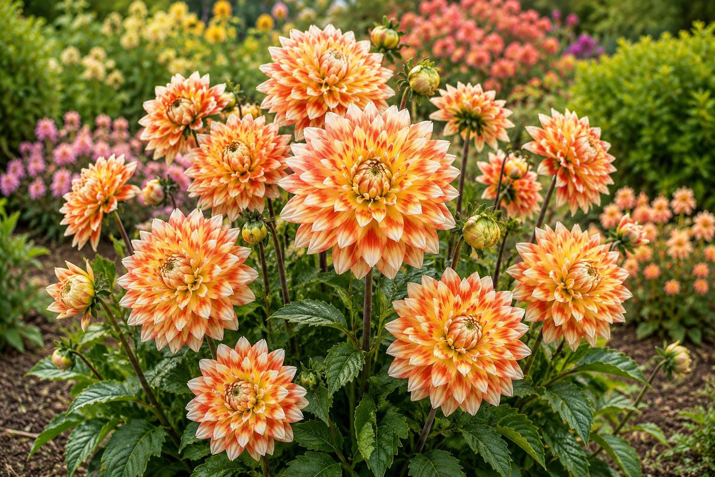 Dahlia Bulb Tuber Clumps - Peaches & Cream - Decorative Plant - Dahlia pinnata - Vibrant Peach & Cream Color Pattern