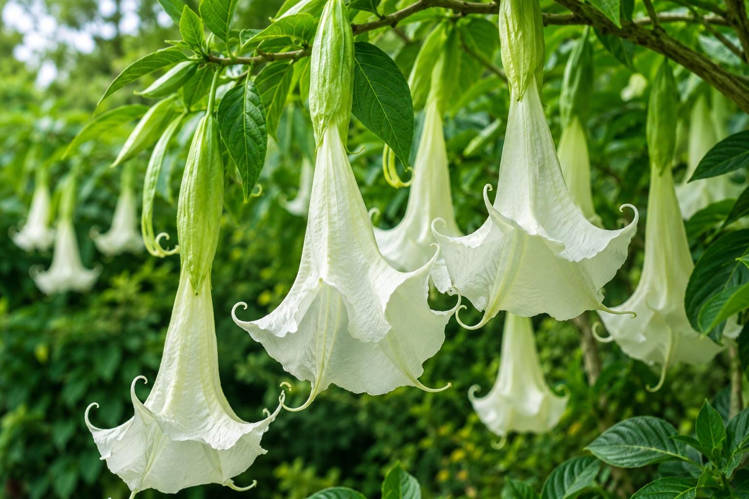 Shredded White Fantasy Brugmansia Cutting - Rare Tropical Angel's Trumpet - Unique Houseplant - Brugmansia spp.