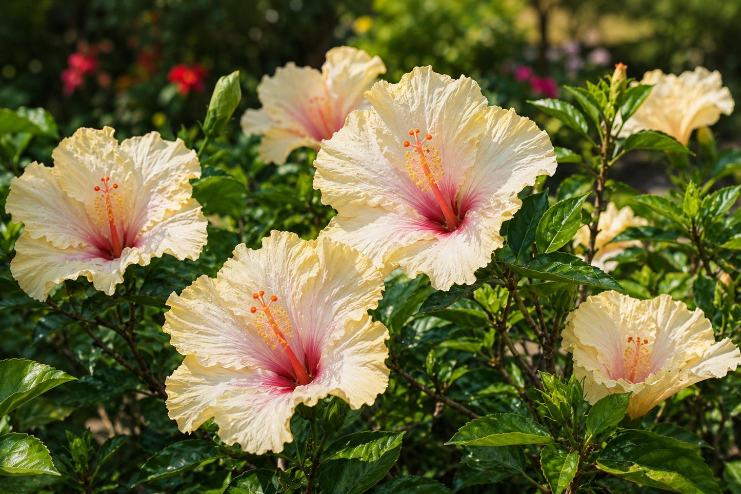 Tropical Hibiscus Plant - Single Bloom Pale Yellow Lavender - Hibiscus rosa-sinensis