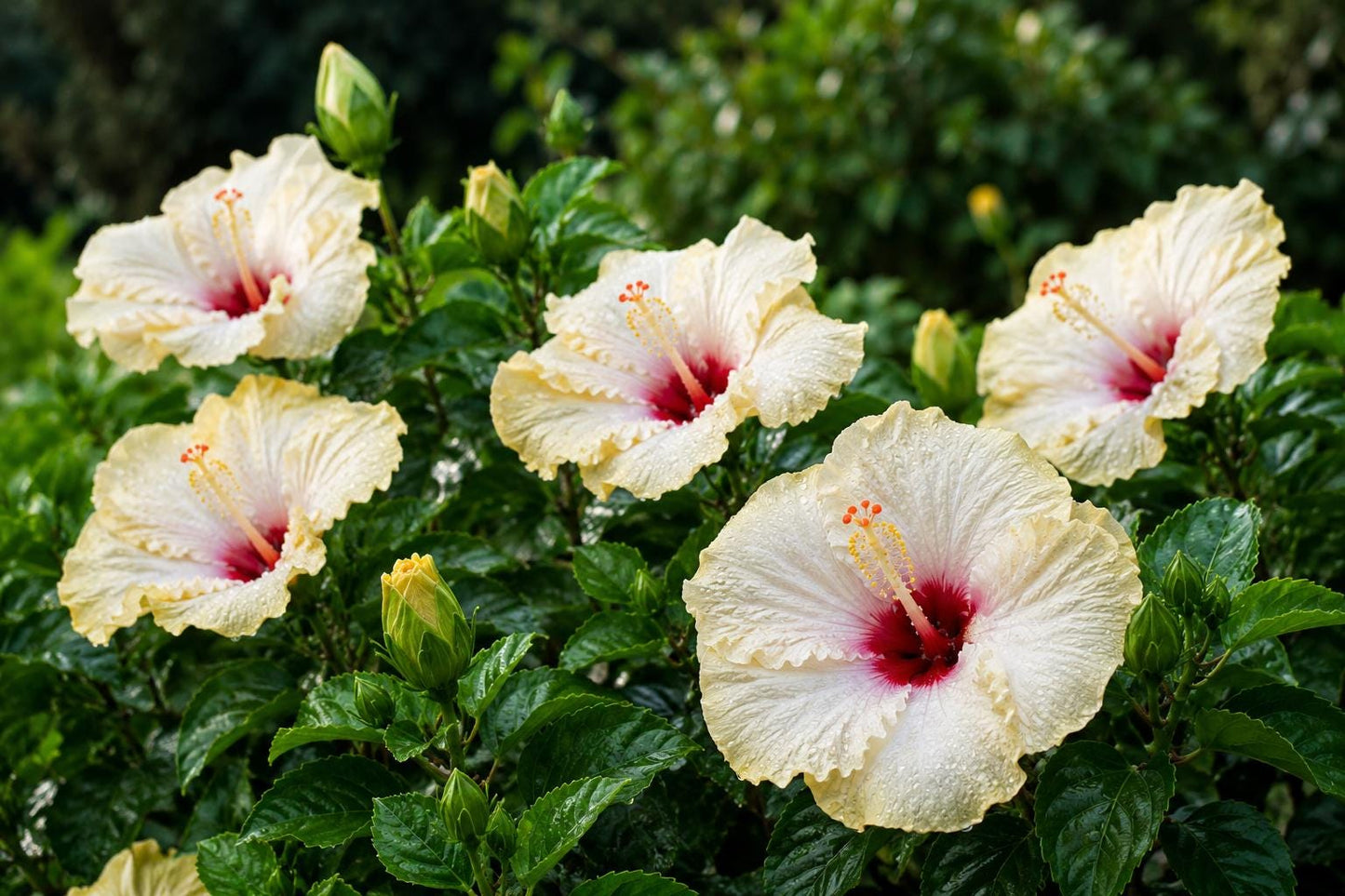 Tropical Hibiscus Plant - Fancy Single Bloom Cream Pink Yellow - Hibiscus rosa-sinensis - Evergreen Garden Flower