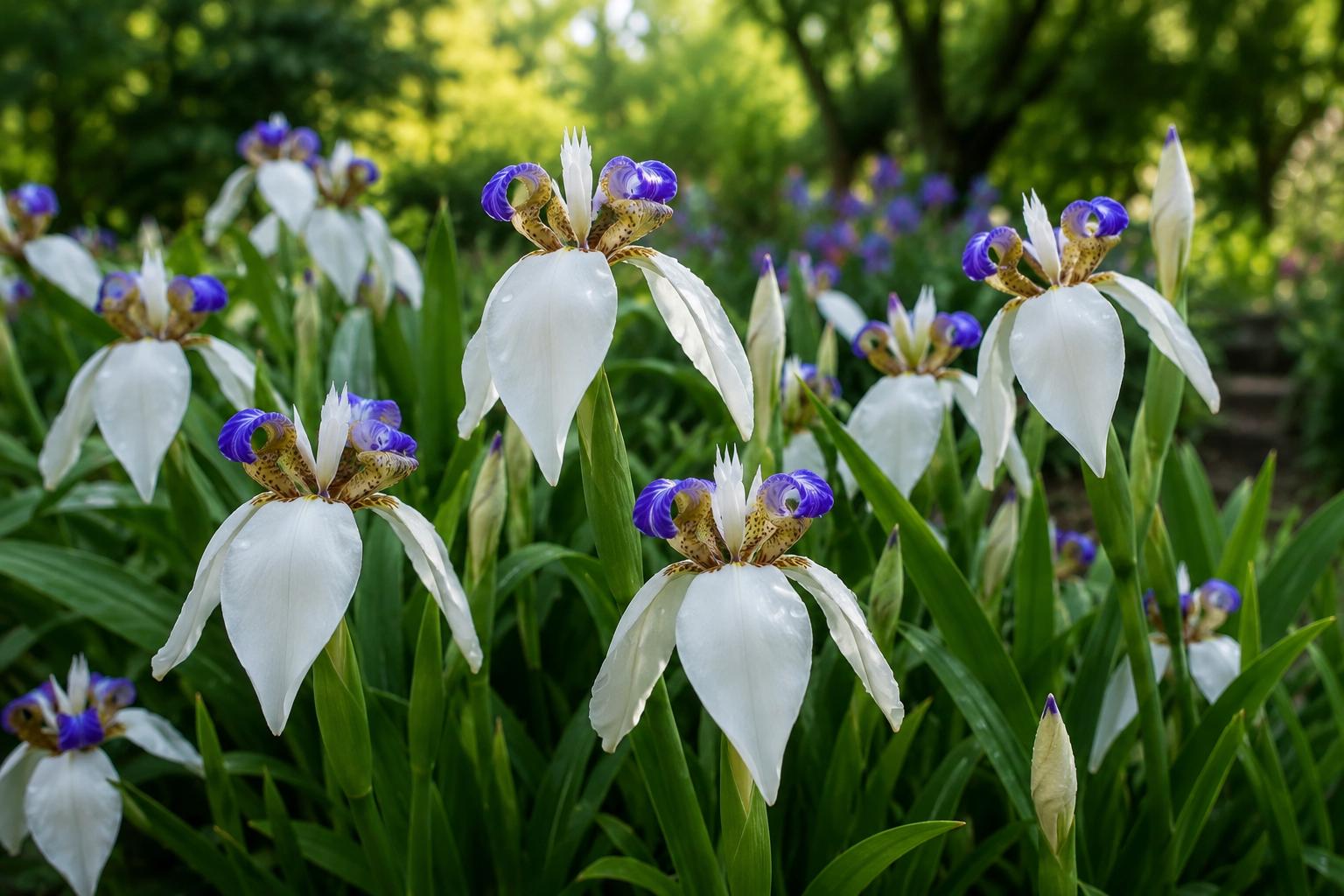Walking Iris Plant - 4" White Blue Fragrant Bloom - Iris cristata - Shade Garden Bog Plant