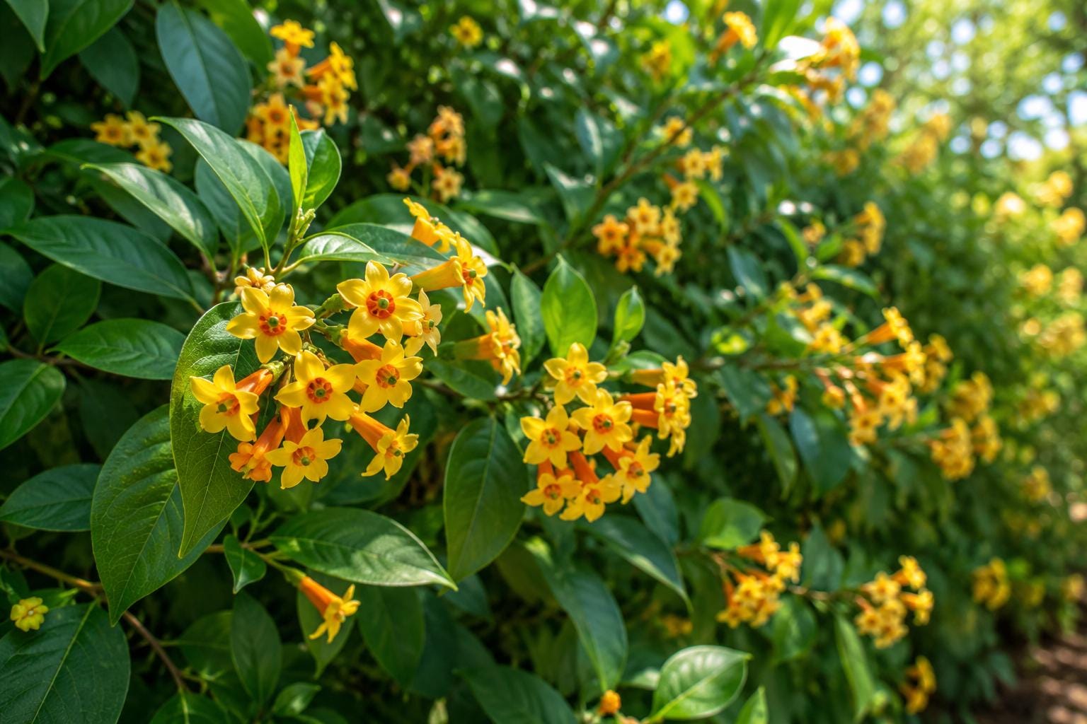 Cestrum Plant - Orange Zest Peel Jasmine - Tropical Orange Flower - Cestrum aurantiacum - Easy to Grow and Maintain