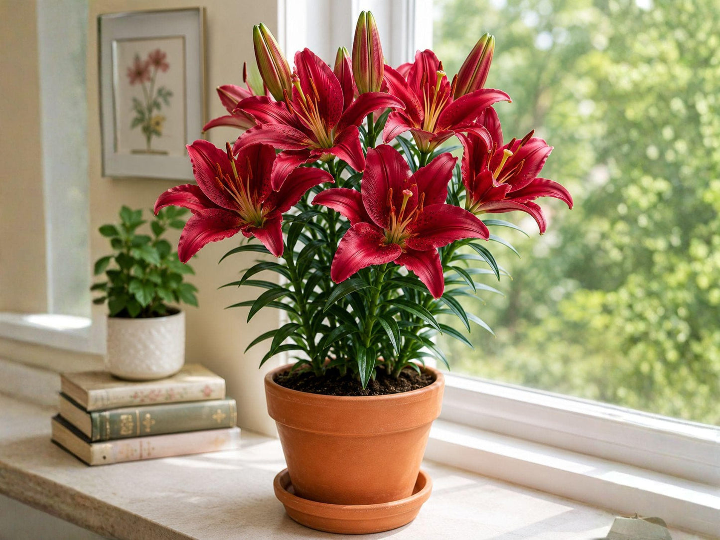 Red Country Oriental Lily Bulbs - 3 Hardy Perennial Lilium orientalis - Deep Crimson Flowers for Garden Borders & Beds