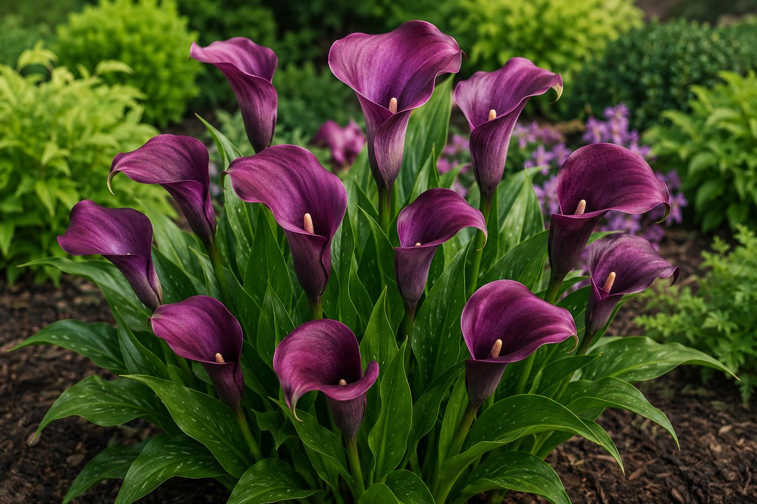 Calla Lily Bulbs - Purple Sensation - Zantedeschia spp. - Bold Color Live Flower Plant for Garden & Containers