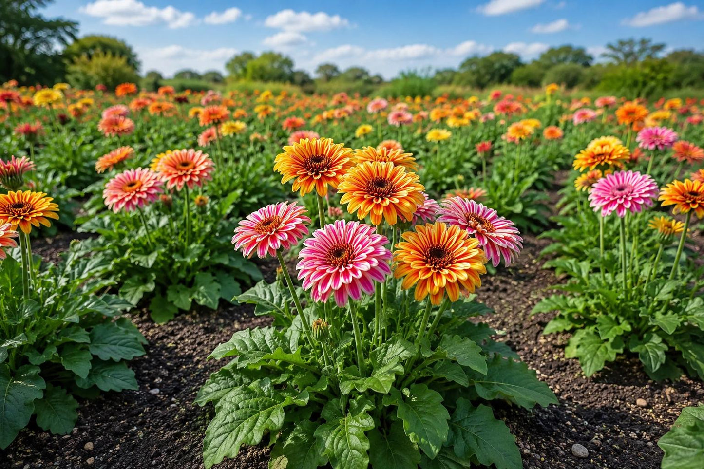 Zinnia Seeds 50 Pack Multicolor Striped Double Blooms Zinnia elegans Easy to Grow Non-GMO Garden Flowers